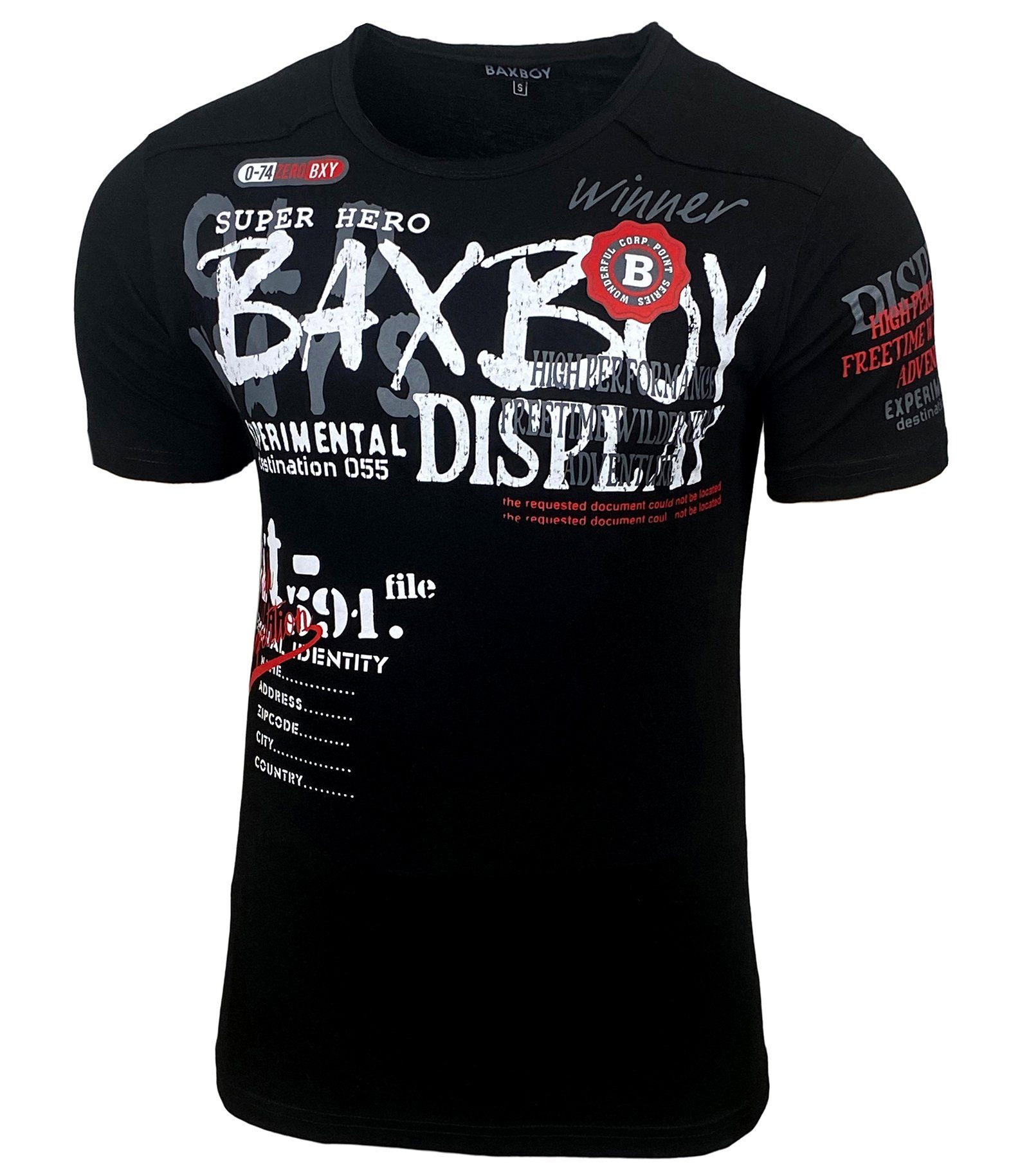 Baxboy T-Shirt Baxboy Moderner Männer Kurzarm Verwaschen Used Look TShirt B-147