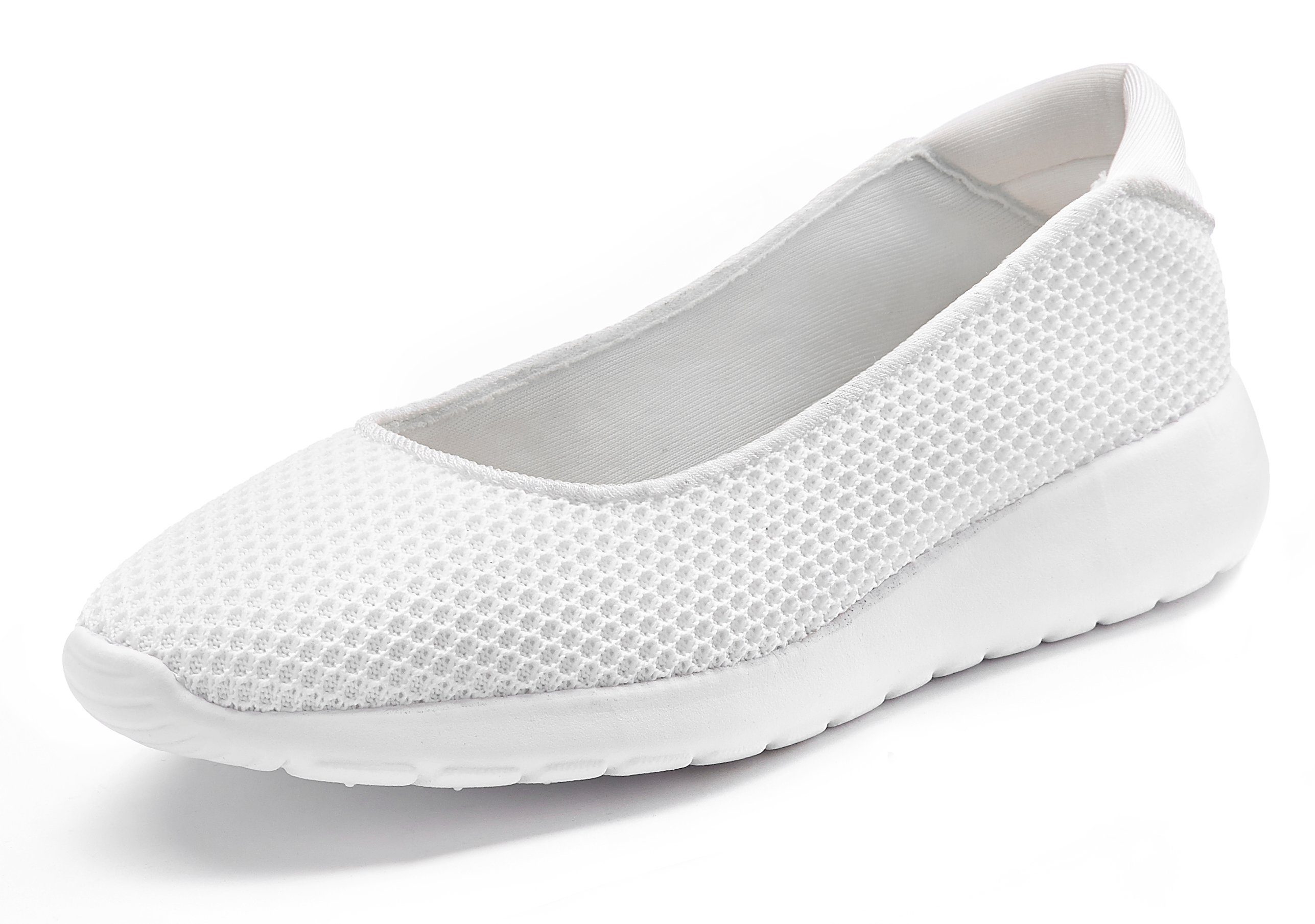 LASCANA Freizeitschuh, Slipper, Halbschuh, Slip-On-Sneaker, Ballerina zum Reinschlüpfen, leichte Mesh-Optik VEGAN