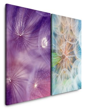 Sinus Art Leinwandbild 2 Bilder je 60x90cm Pusteblume Sommer Leicht Luftig Flauschig Fotokunst Makrofotografie