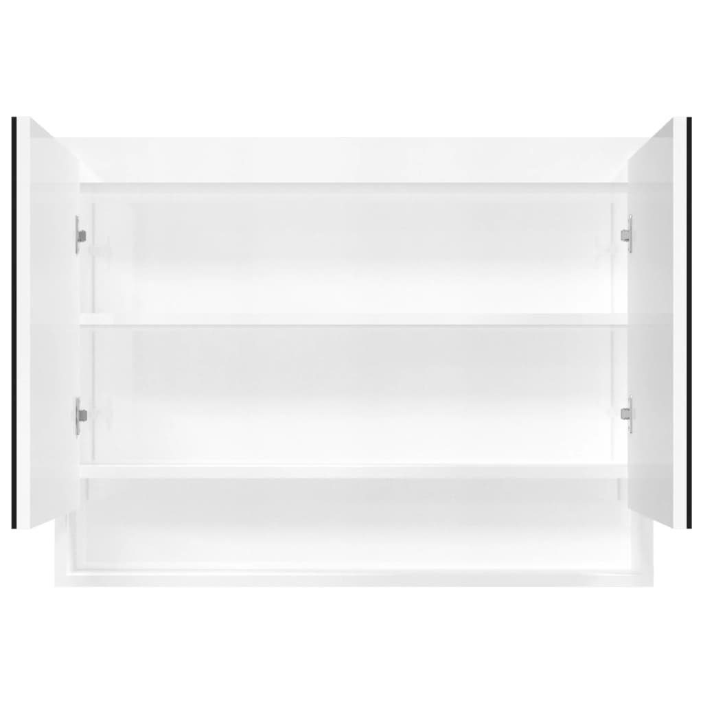 80x15x60 Spiegelschrank Bad cm (1-St) vidaXL Badezimmerspiegelschrank Glänzend MDF fürs Weiß Hochglanz-Weiß