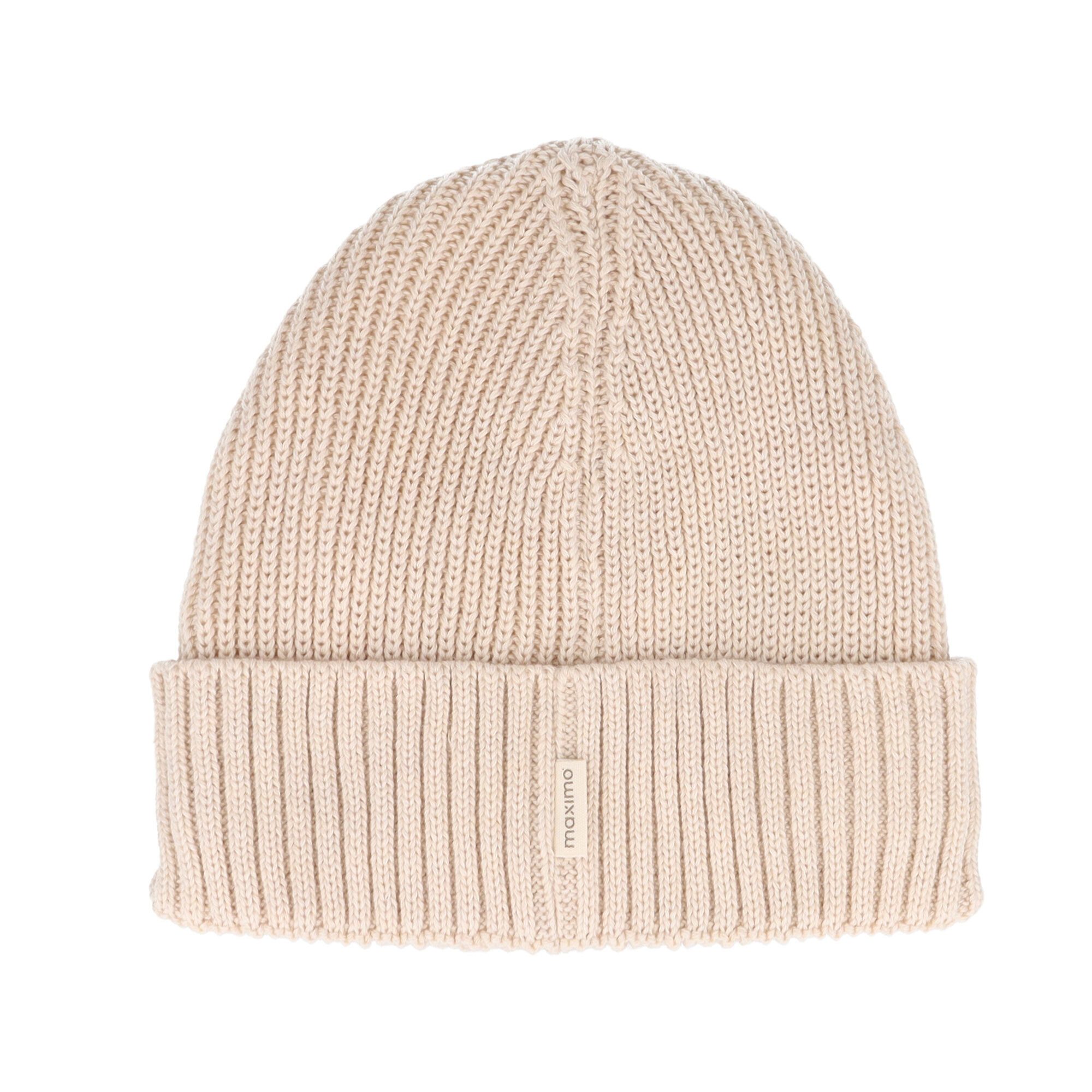 MAXIMO Strickmütze MINI-Beanie, Bär, Umschlag Frotteestickerei, Vollfutter (1-St)
