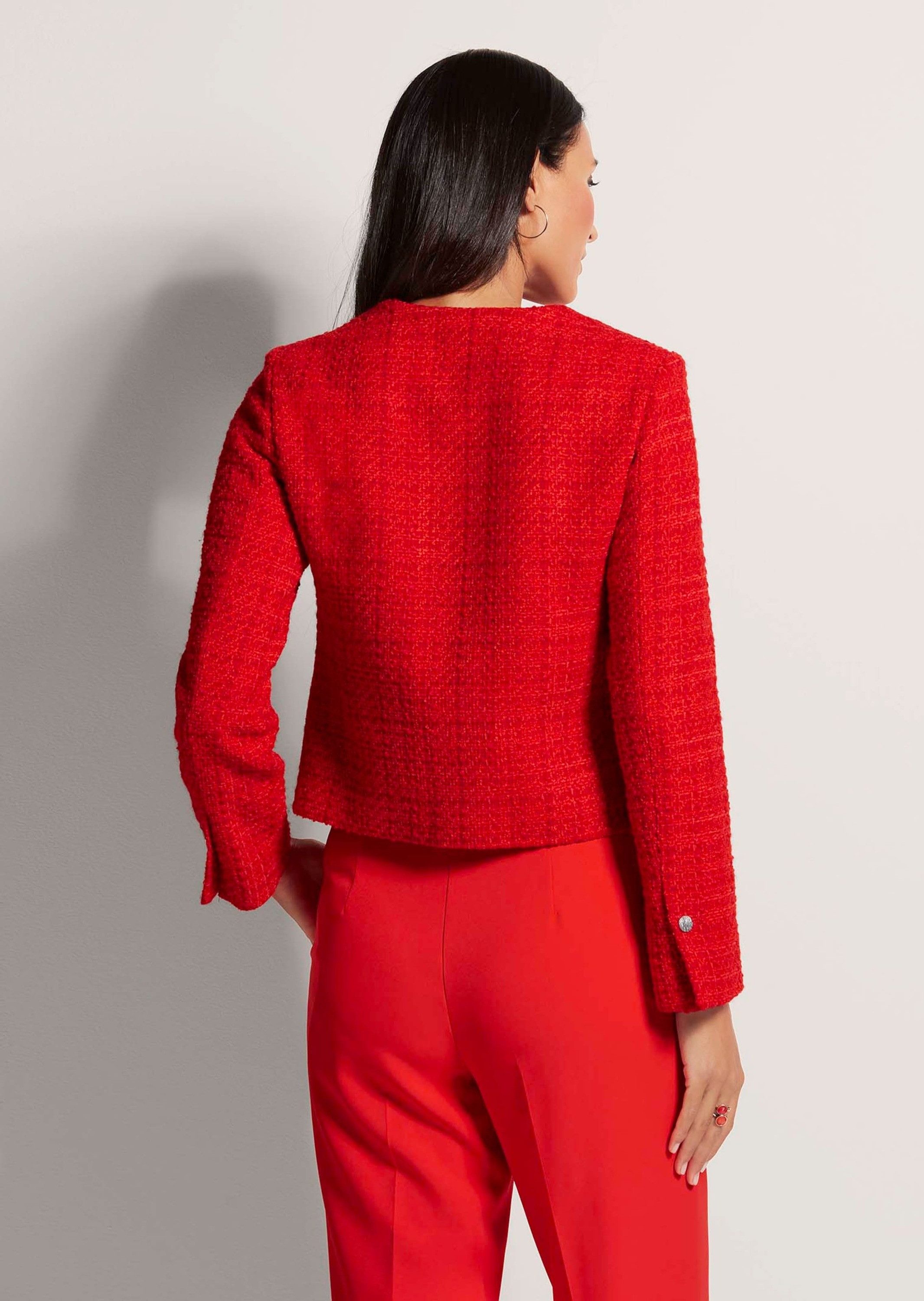 MADELEINE Kurzblazer Eleganter Tweed-Kurzblazer mit Metallknöpfen Businessjacke mit Rundhals, edle Metallknöpfe, im Tweed-Design