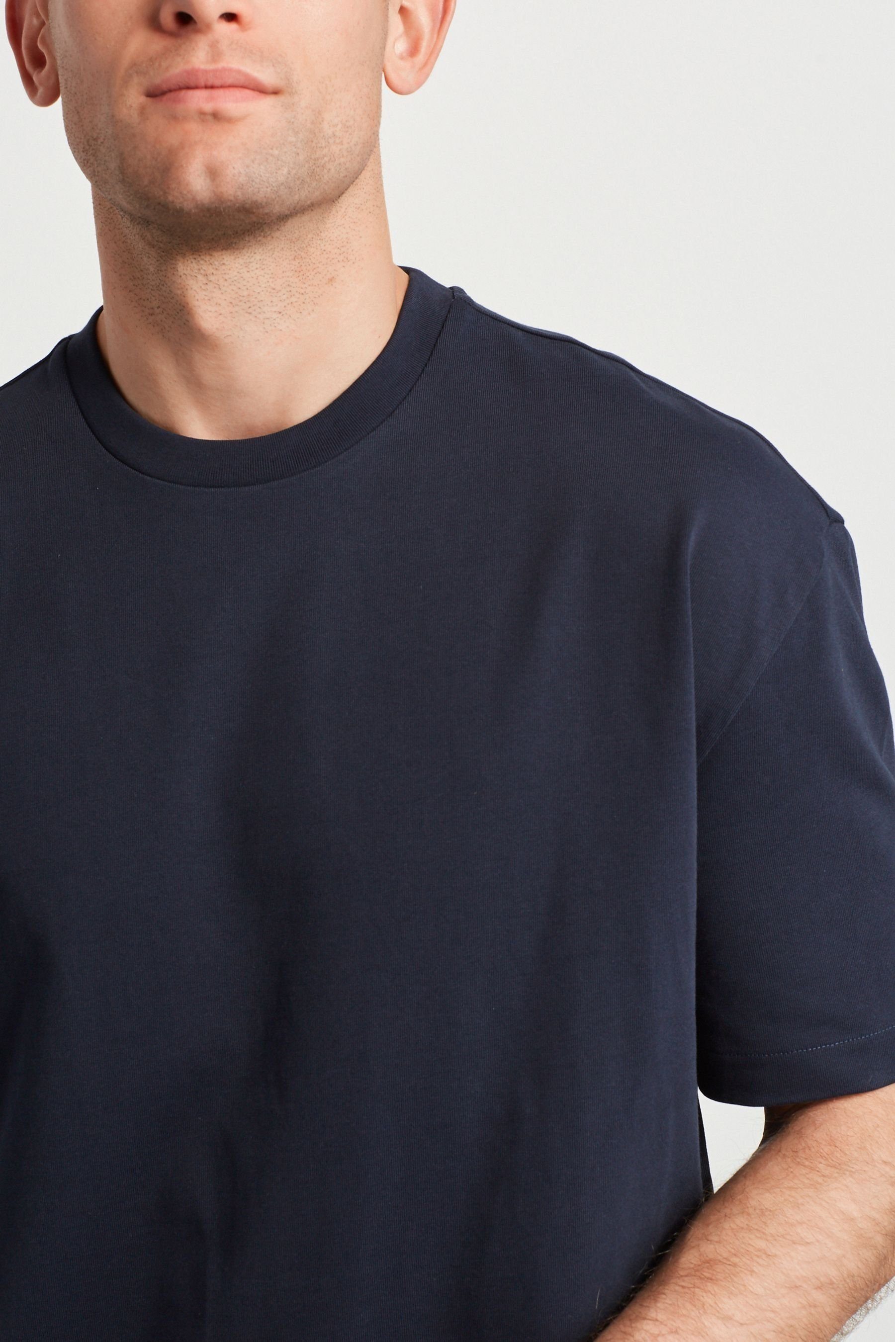 Next Print-Shirt Relaxed Fit, schweres T-Shirt Blue (1-tlg) Navy