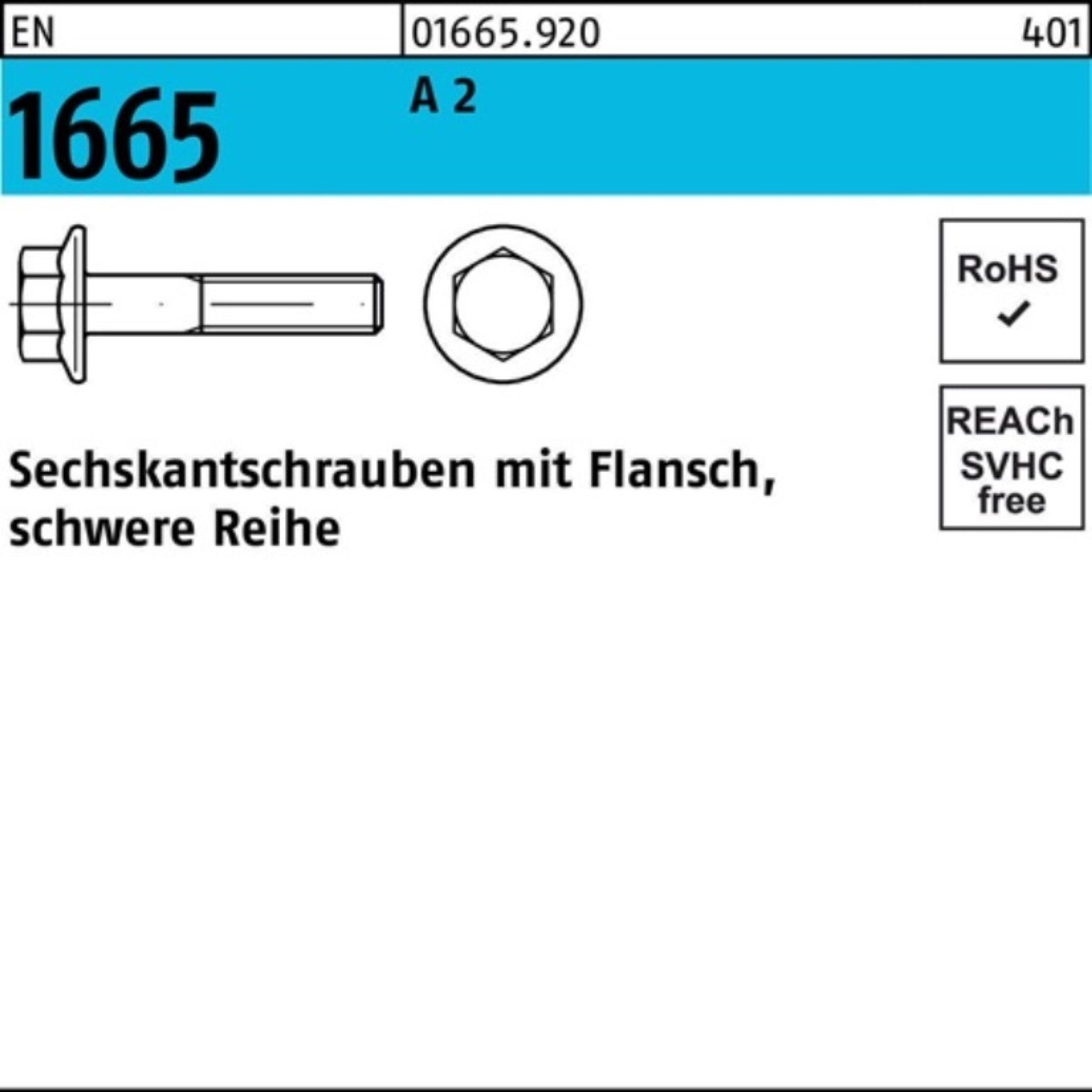 1665 Flansch 200er M8x 2 Reyher Sechskantschraube Sechskantschraube Pack Stück 200 A 50 EN EN