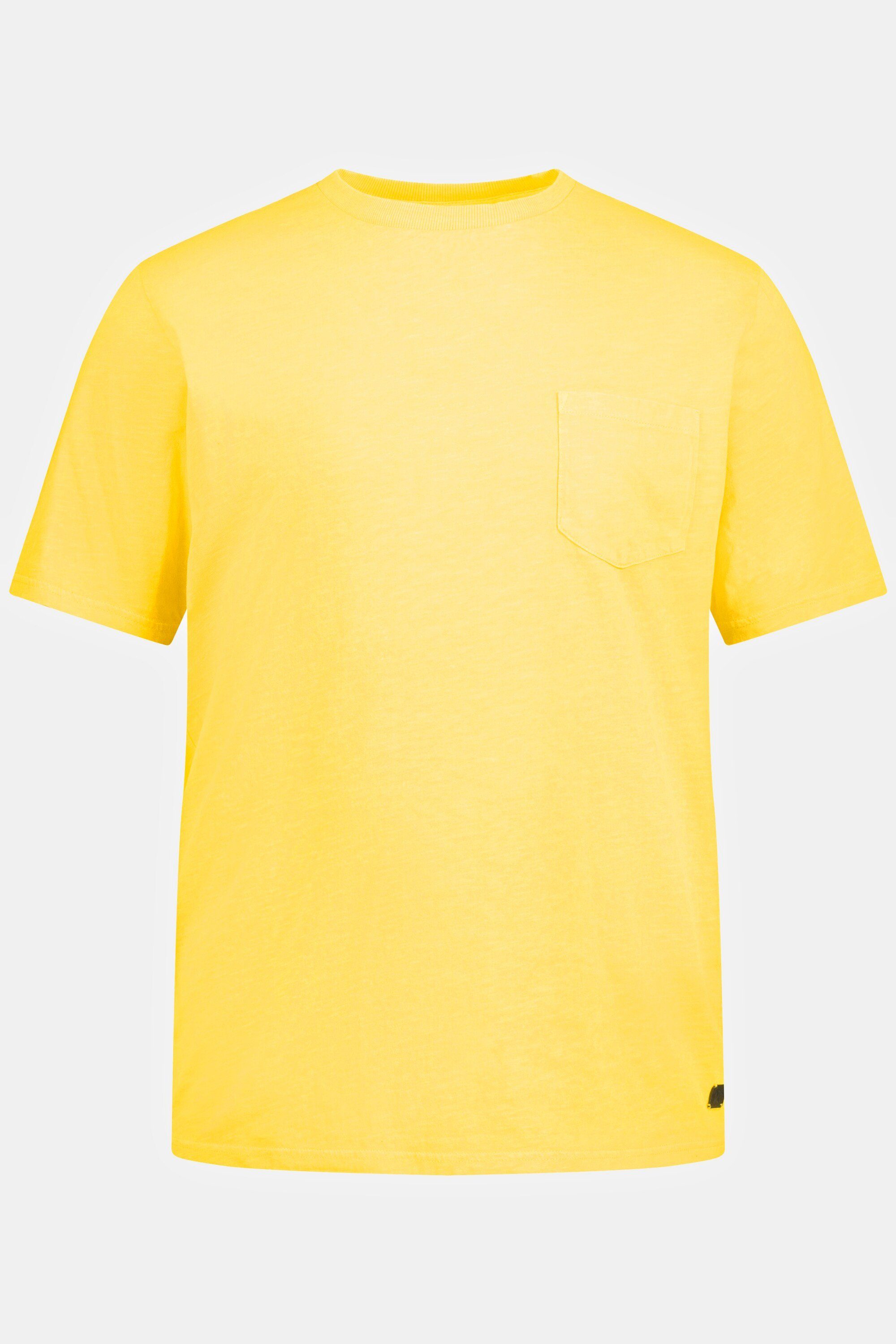 Brusttasche T-Shirt Halbarm T-Shirt JP1880 hellgelb Rundhals