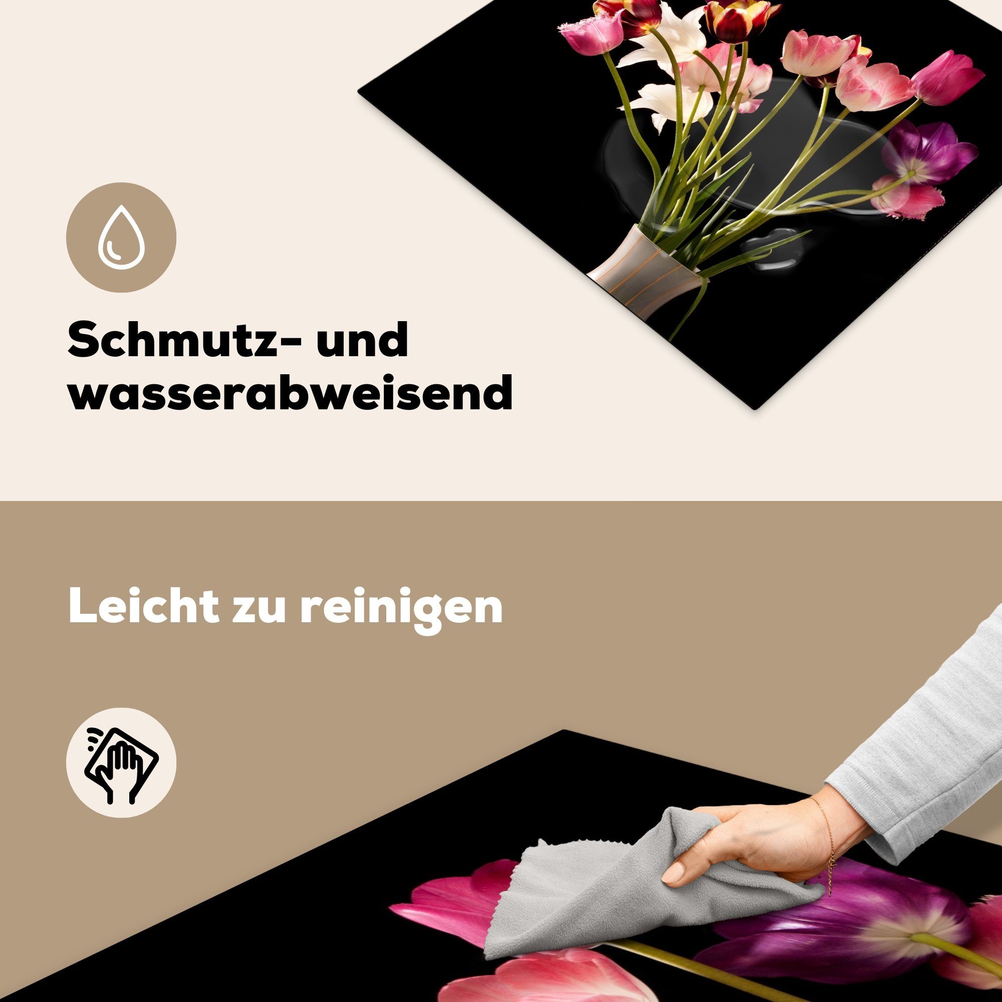 MuchoWow Herdblende-/Abdeckplatte Tulpen (1 59x51 Induktionsschutz, Blumen, cm, Stilleben - tlg), Ceranfeldabdeckung - Vinyl, Induktionskochfeld