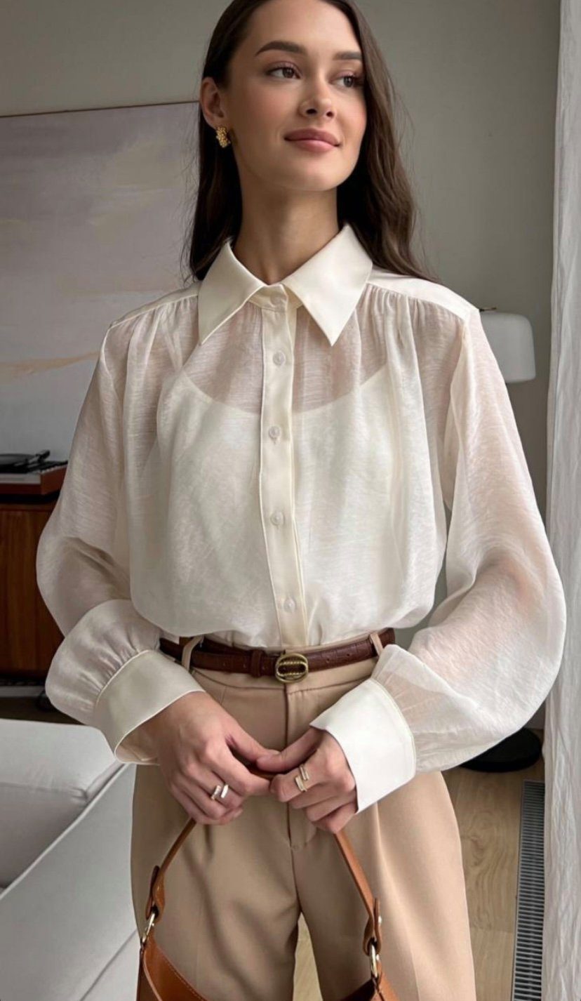 MonCaprise by Clothè Hemdbluse Bluse mit Top leicht transparent One Size  (Set) Langarm, Unifarben, Kragen