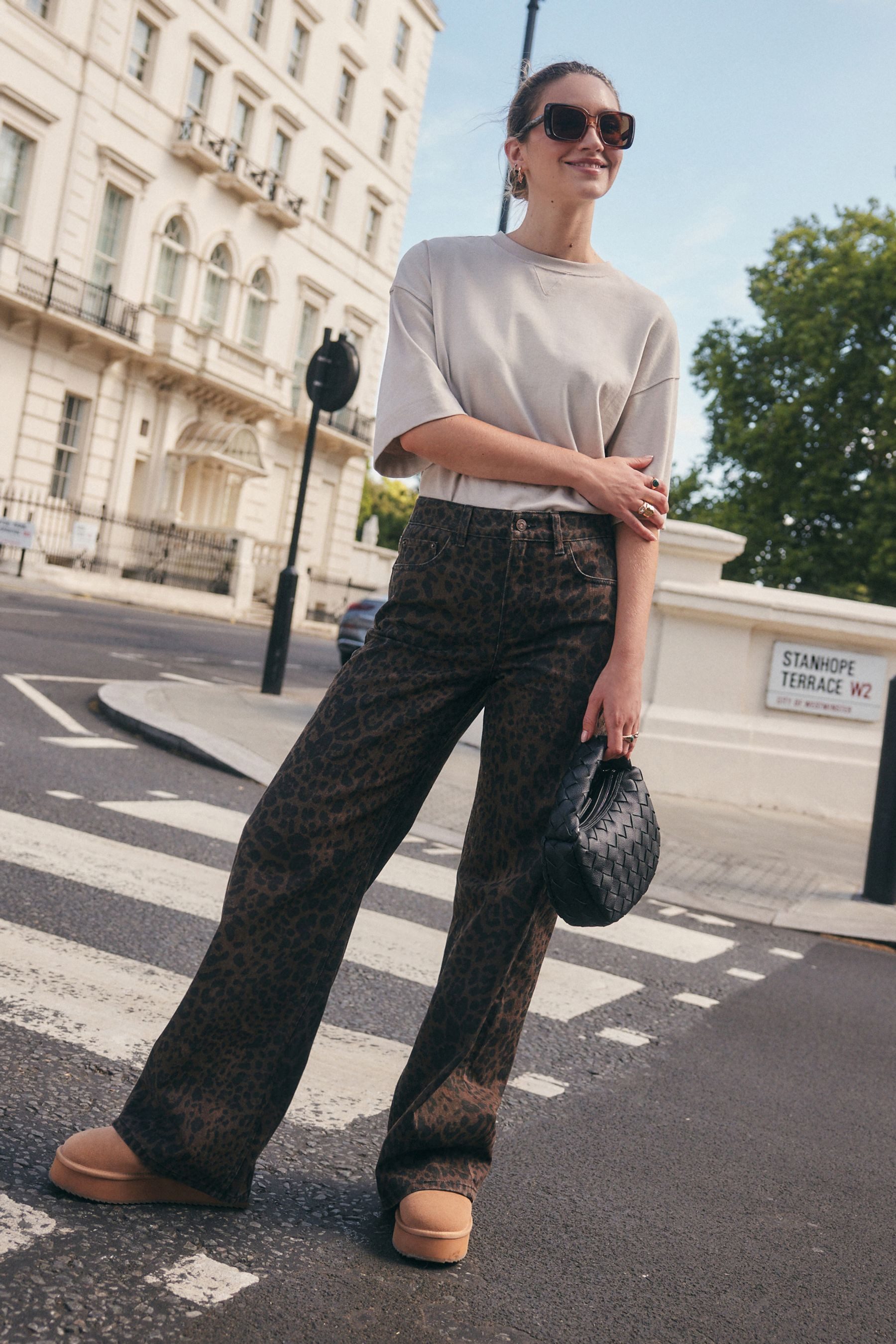 Next Weite Jeans Jeans mit weitem Hosenbein und Gürtel (1-tlg)