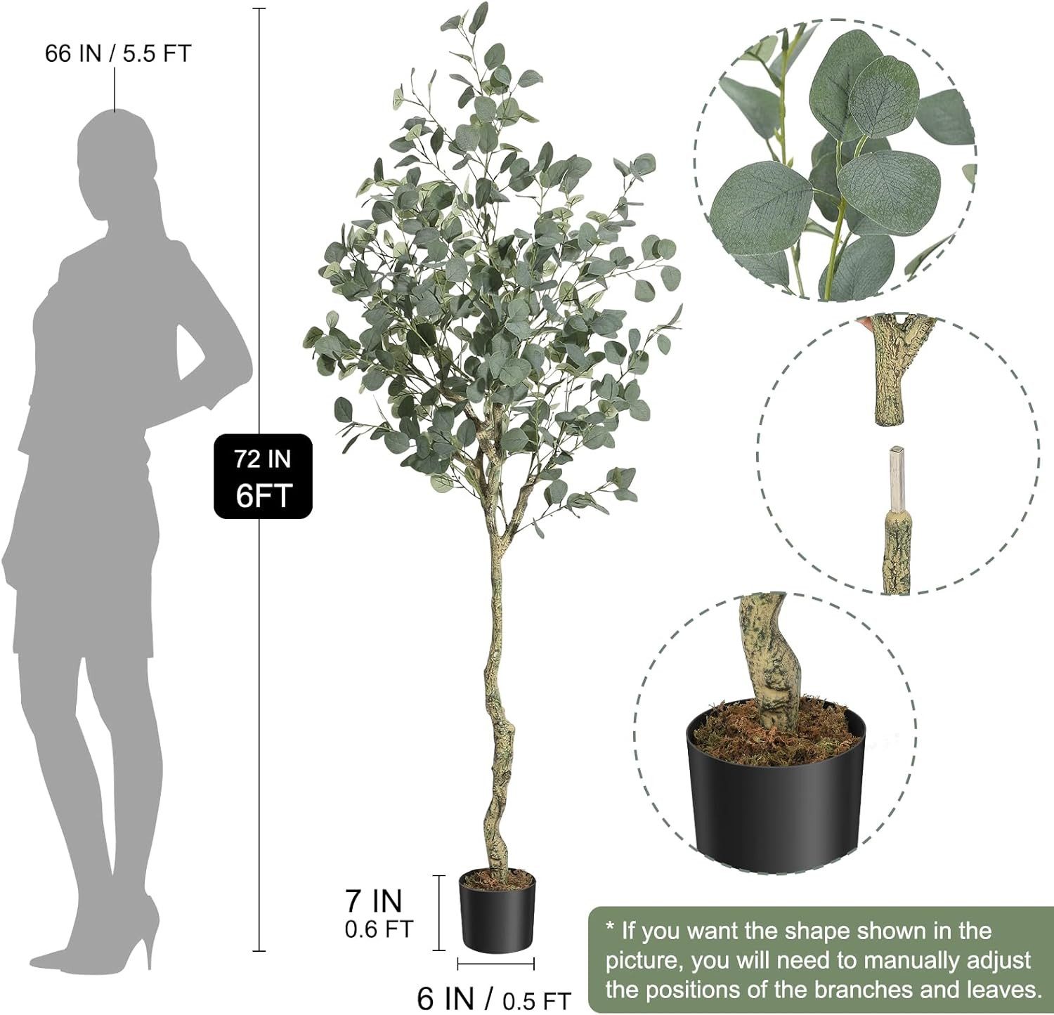Kunstbaum Eukalyptusbaum,moderne große Kunstpflanze im Topf,183cm, günstig online kaufen