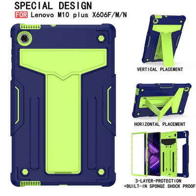 Wigento Tablet-Hülle Für Lenovo Tab M10 Plus TB-X606F aufstellbare Tablet Tasche Schutzhülle Cover Blau-Grün