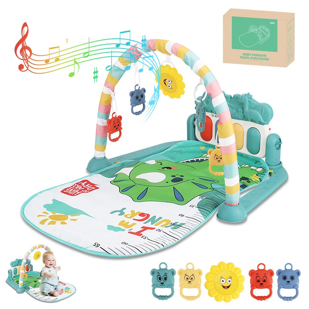 GOOLOO Spielbogen Baby Spieldecke mit Klavier für Säuglingsalter und Kleinkinder, (Dinosaurier-Stil), Spielmatte mit Spielbogen abnehmbarem Babyspielzeug
