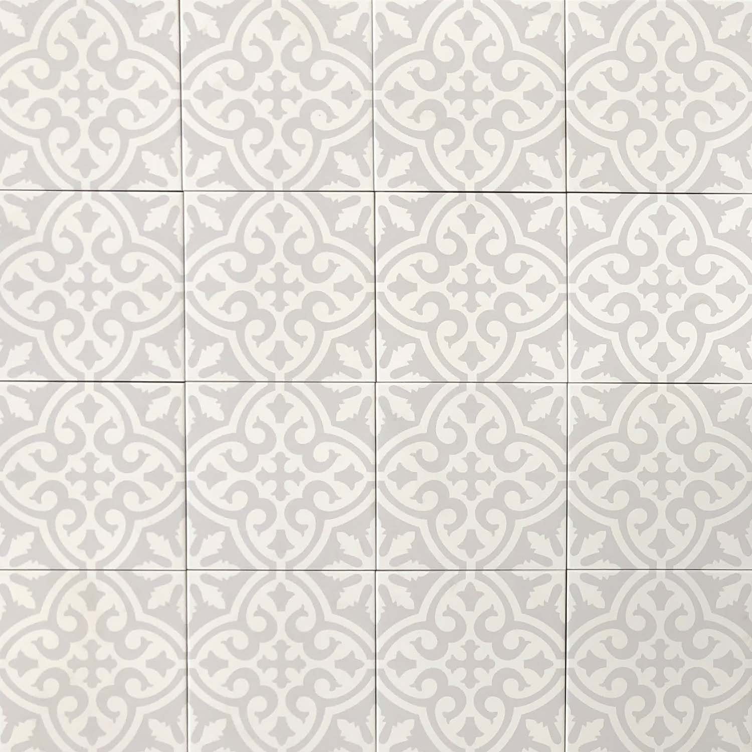 Casa Moro Bodenfliese Mediterrane Keramik-Fliesen Daris 20x20 cm 1 qm Feinsteinzeug FL7032, Feinsteinzeug, weiß, grau, Feinsteinzeug Fliese in Zementfliesen Optik