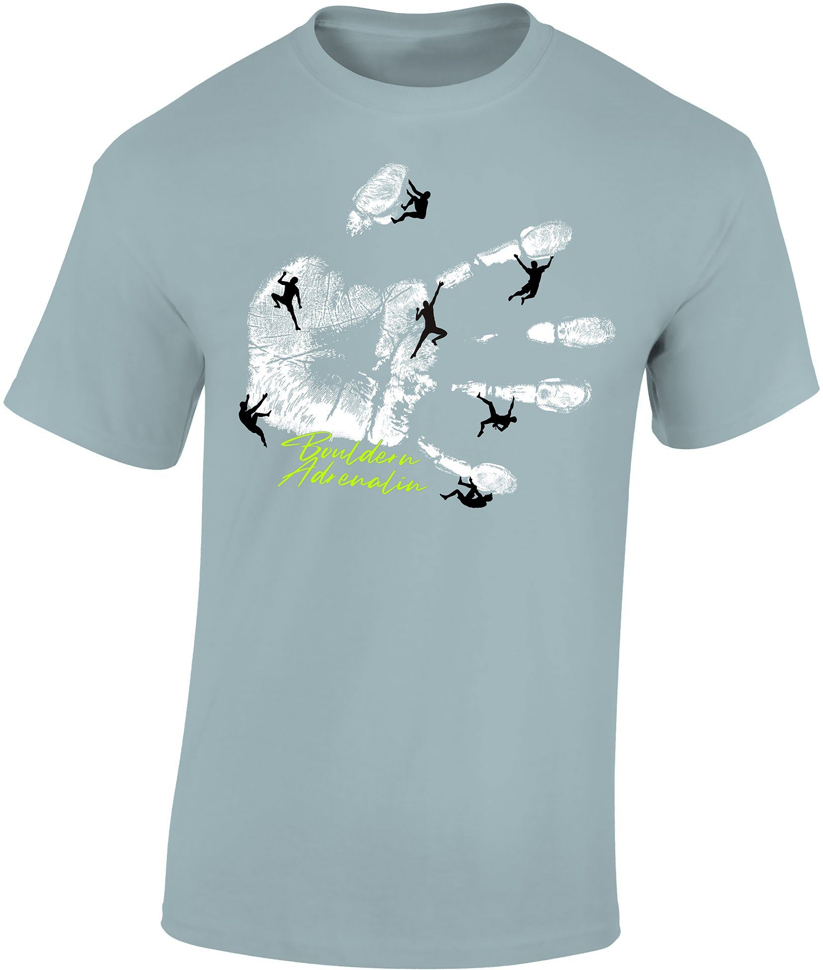Baddery Print-Shirt Kletter Shirt : Bouldern Adrenalin - T-Shirt Kletter Zubehör, hochwertiger Siebdruck, auch Übergrößen, aus Baumwolle