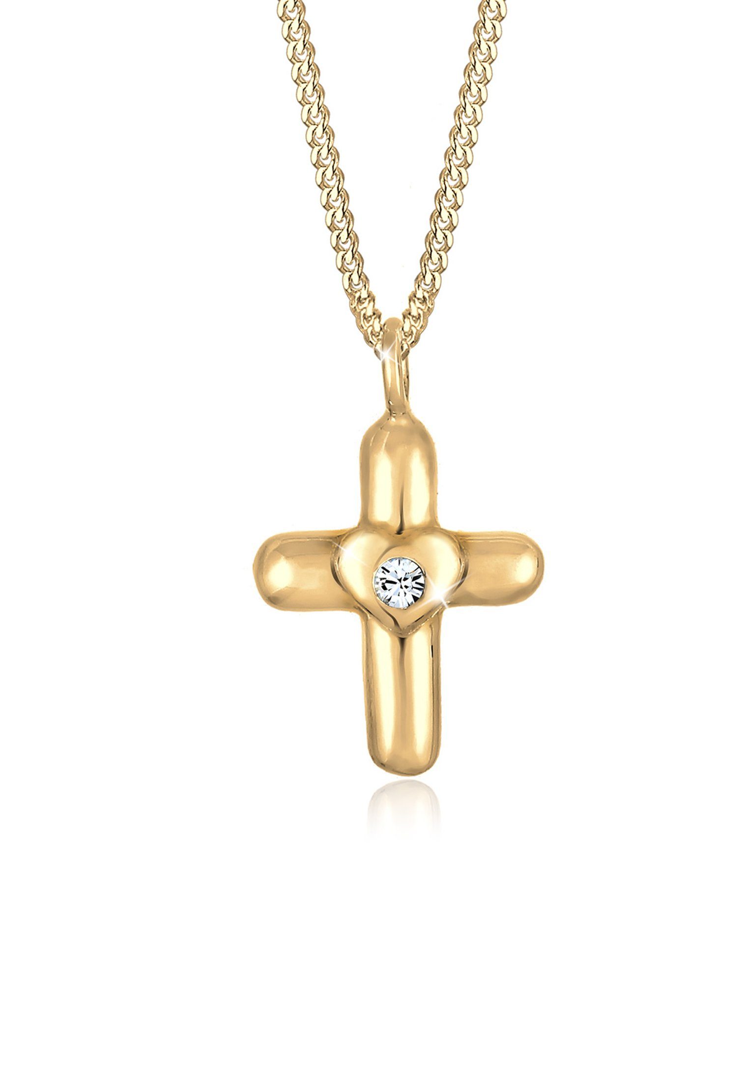 Gold Cute Elli Silber, Kristalle Herz Kette Herz Kinder mit Anhänger Kreuz