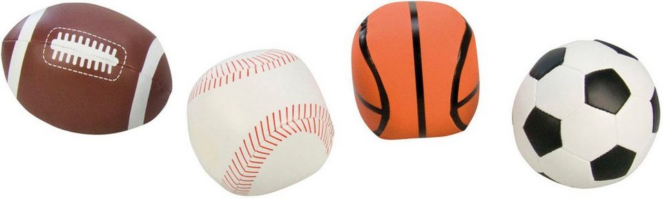 Lena® Softball Soft-Sportbälle 4er-Set, 10cm, Mit einem Fußball,  Basketball, Baseball und Football