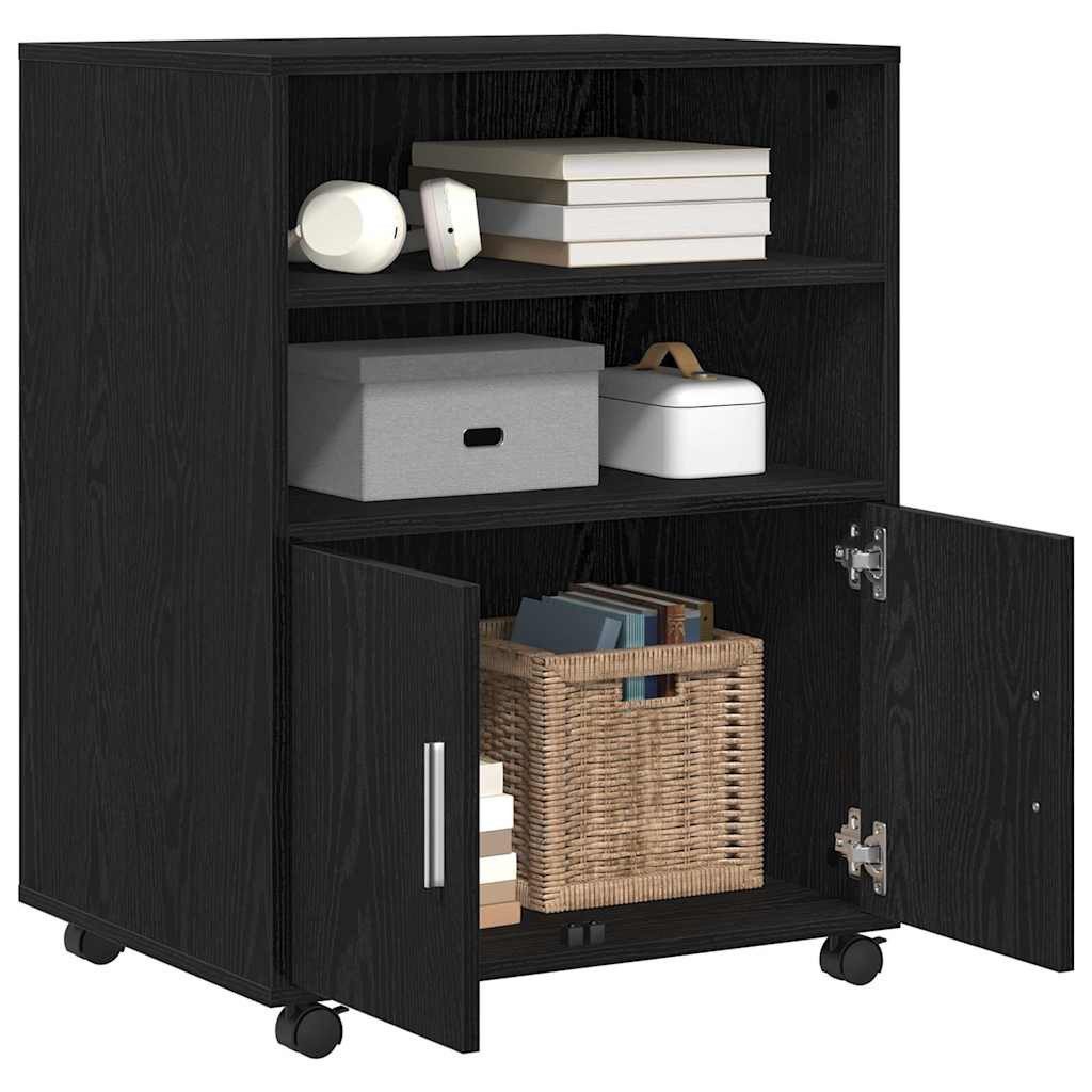 vidaXL Aktenschrank Rollschrank Schwarz Eichen-Optik 60 x 48 x 81 cm Holzwe günstig online kaufen