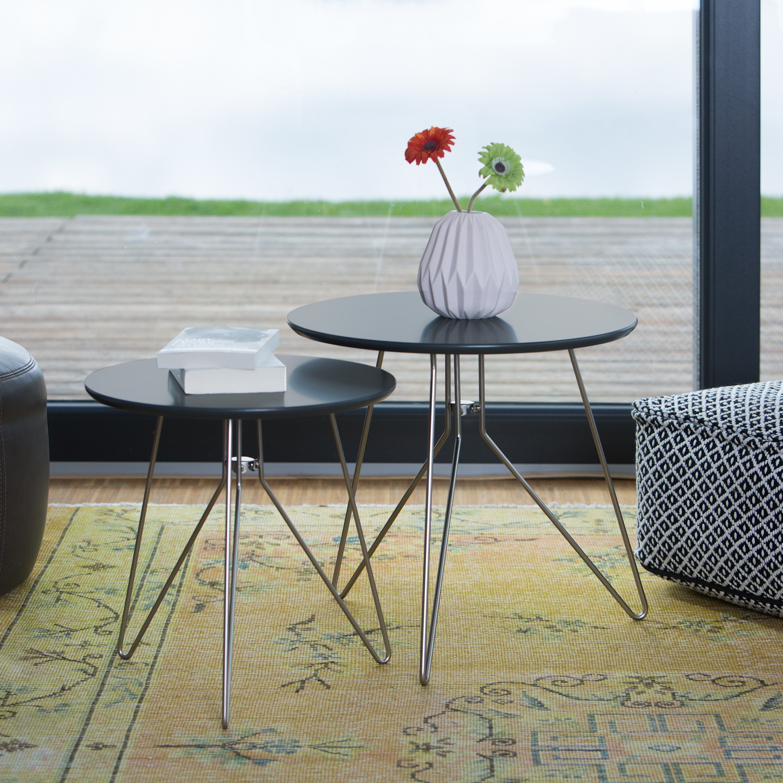 relaxdays Beistelltisch 2er Set 3 Metallbeine