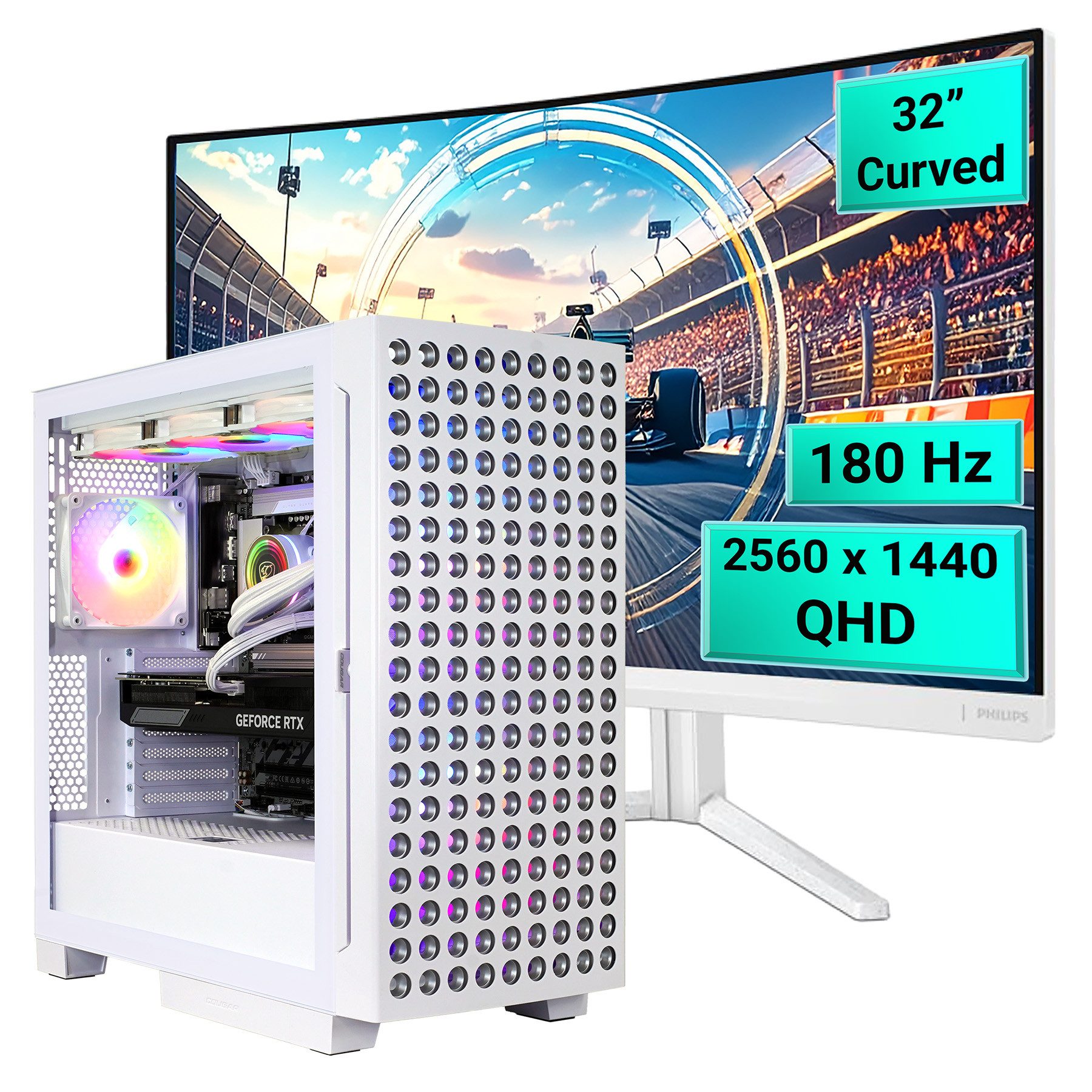 Cougar AIRFACE ECO WT SET2671 Core Ultra 5 245KF RTX 5070 32GB DDR5 1TB SSD Gaming-PC-Komplettsystem (32", Intel® Core Ultra 5 245KF, RTX 5070, 32 GB RAM, 1000 GB SSD, Windows 11, DDR5 RAM)