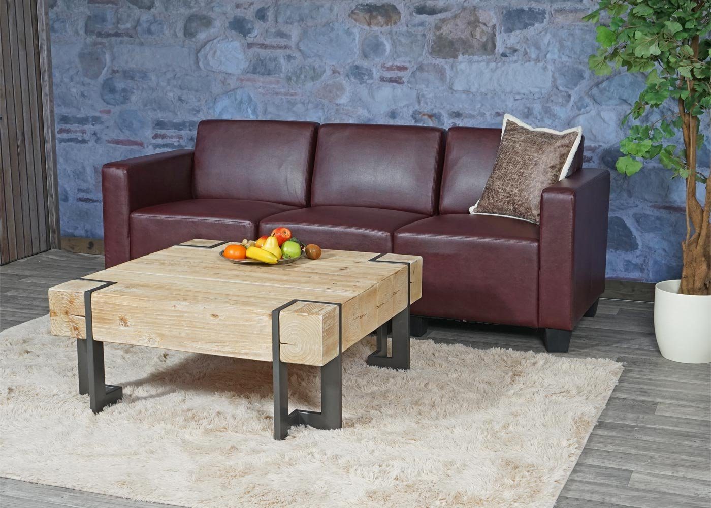 MCW Sofa Set, Verarbeitung, Lounge-Stil, moderner | hochwertige rot-braun Moncalieri-3, rot-braun Polsterung bequeme