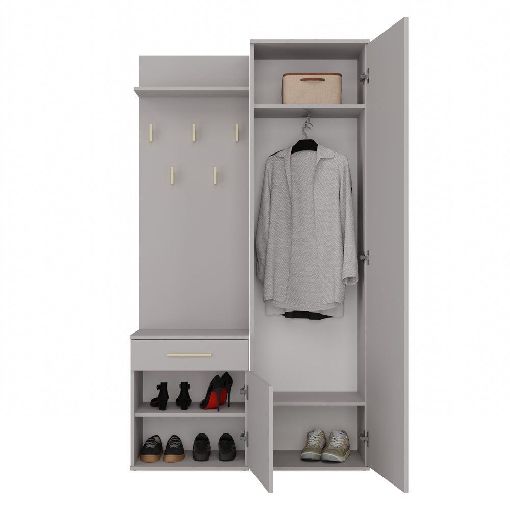 MAGOWA Kompaktgarderobe Moderner Kleiderschrank mit Spiegel günstig online kaufen