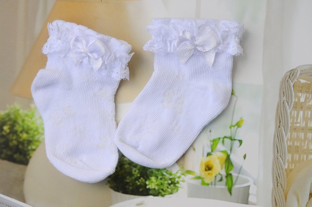 Strümpfe mit Bortini weiße La Socken Babys Rüschen Neugeborene Socken Baby für