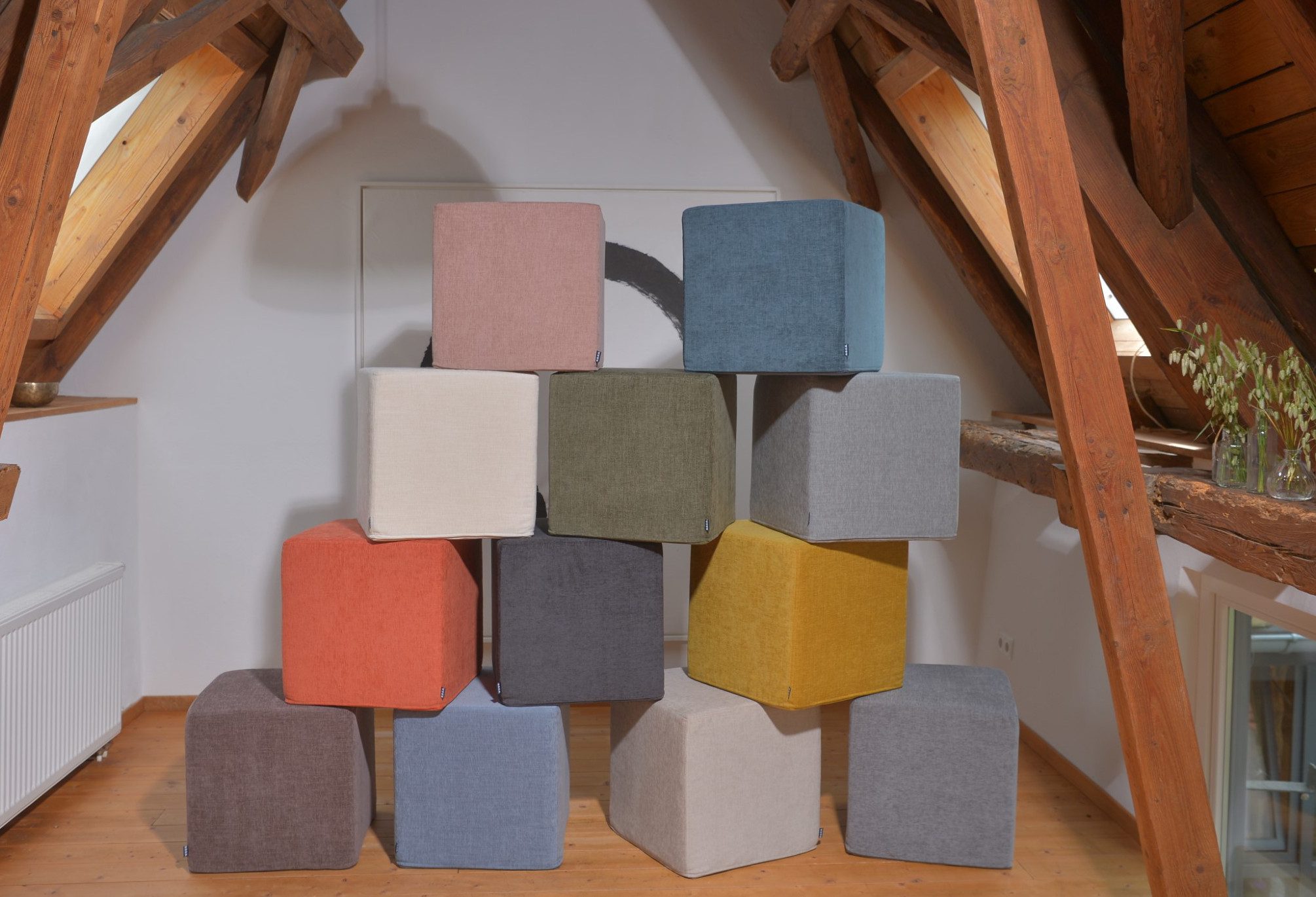 H.O.C.K. Sitzhocker H.O.C.K. Lucky Hocker Cube eckig 45x45x45cm beige taupe col. 002, Hocker, Barhocker & Sitzhocker, Schminktischhocker, Wohnzimmer Hocker