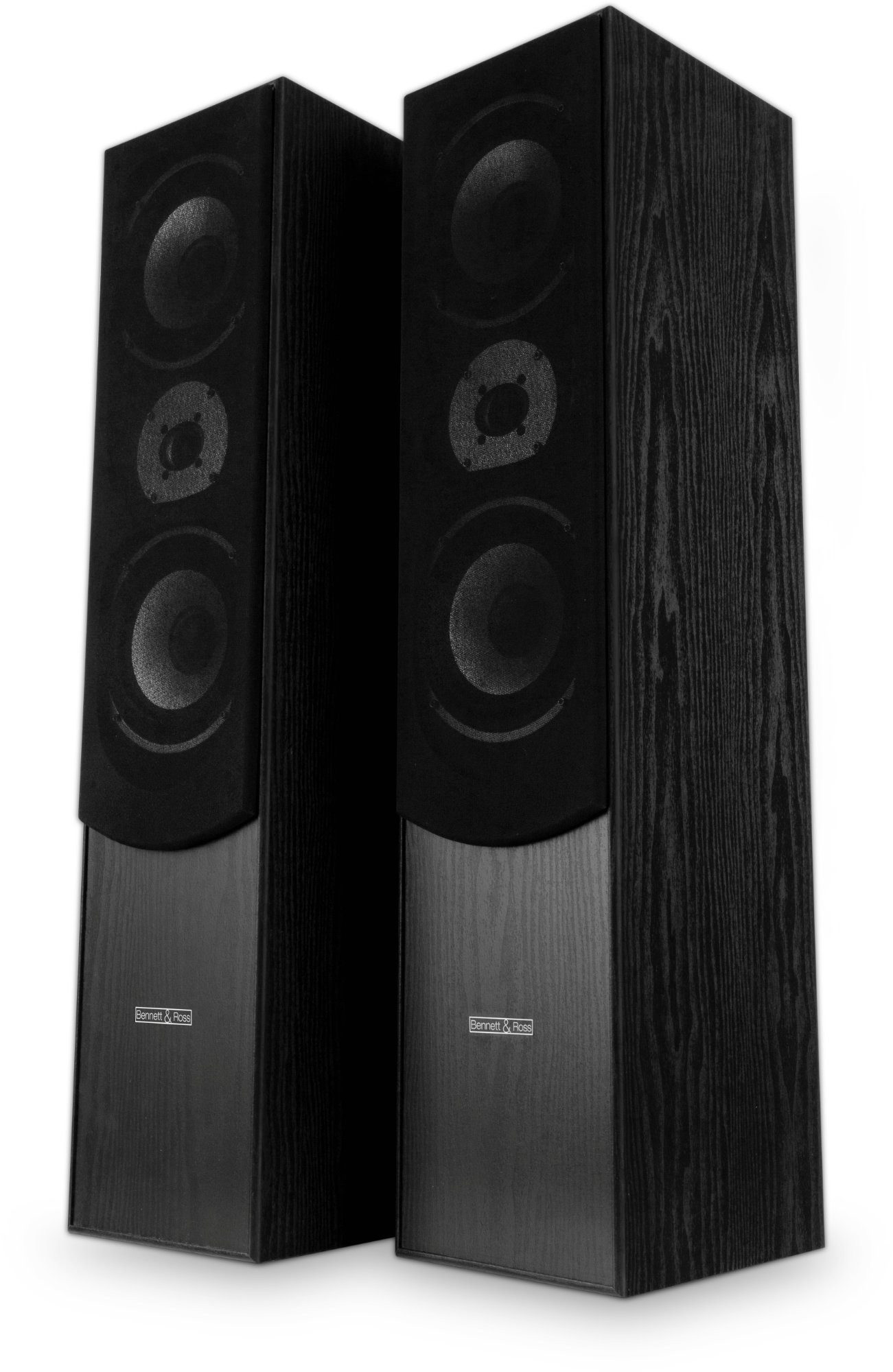 Bennett & Ross Radiant 3-Wege HiFi Boxen Paar, schwarz Stand-Lautsprecher (keiner, 350 W, mit Bassreflex-Konstruktion, Maserung in Holzoptik)