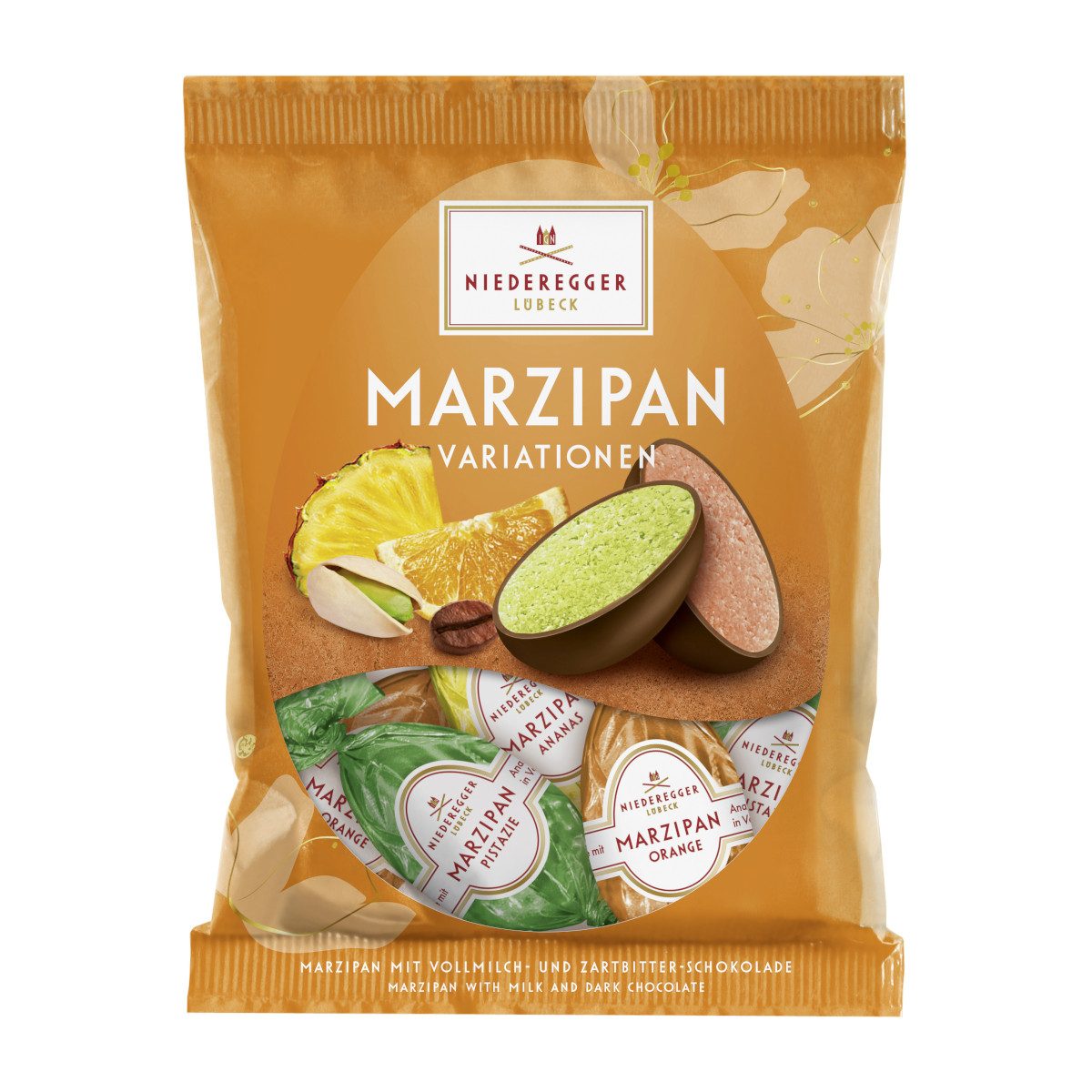 Niederegger Schokolade, Niederegger Marzipan Eier Variation in Schokolade im Beutel 87g
