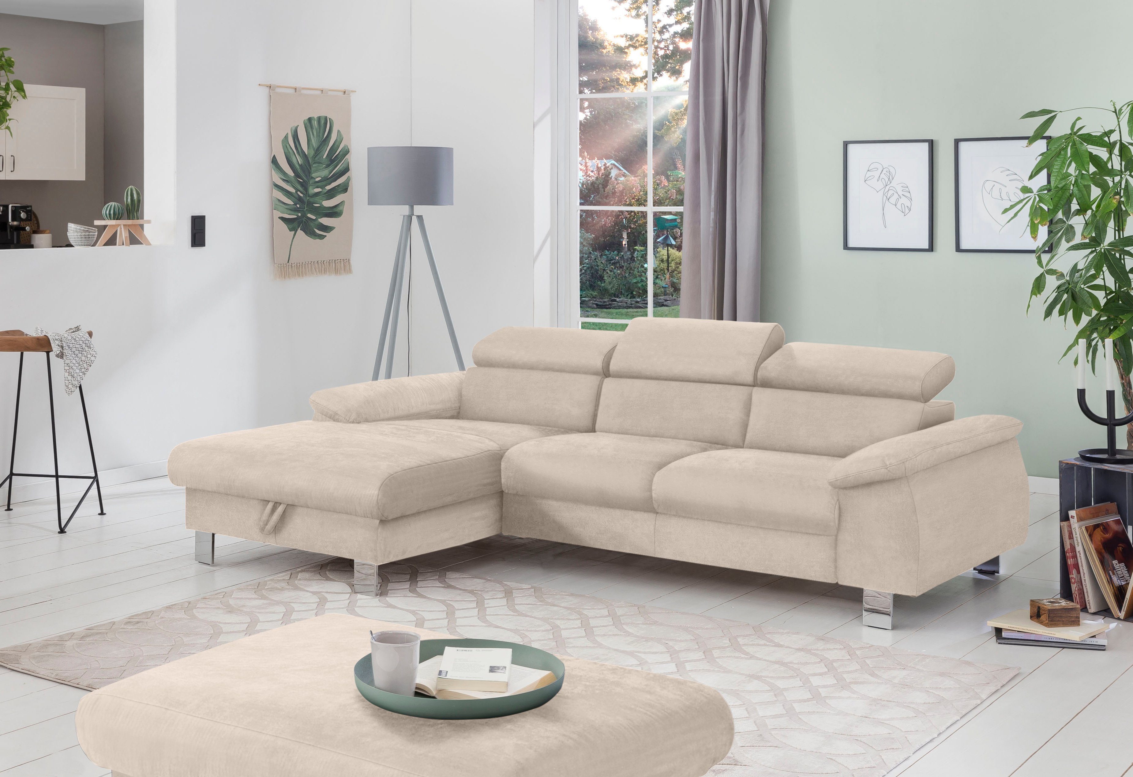 Ecksofa Komaris L-Form mit Kopfteilverstellung