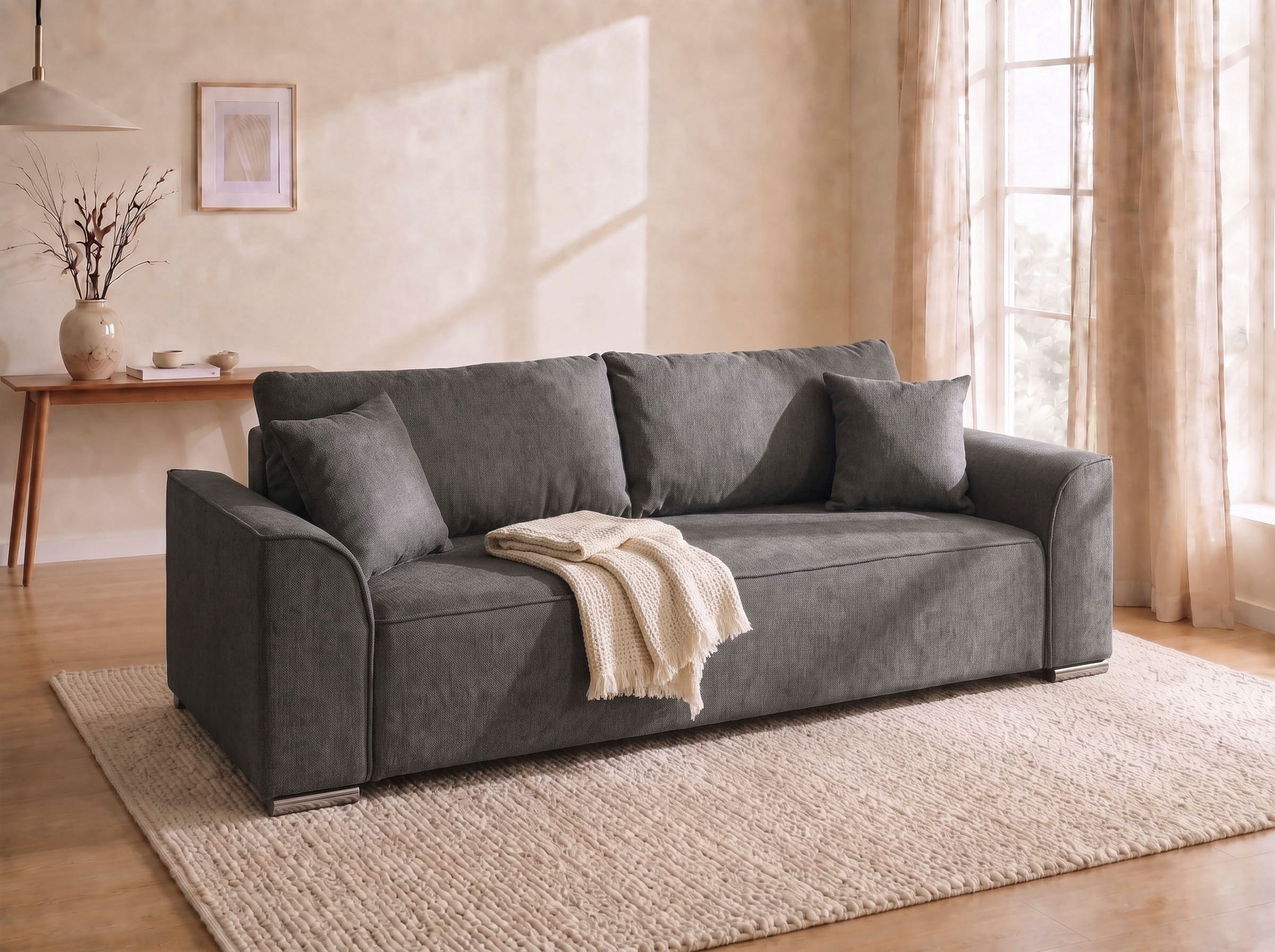 COLLECTION AB Schlafsofa Sara B: 241 cm, Liegefl. 137x195 cm, Bettkasten, optional mit Topper, Schlaffunktion, Couch mit Bonnellfederkern, Gästebettfunktion