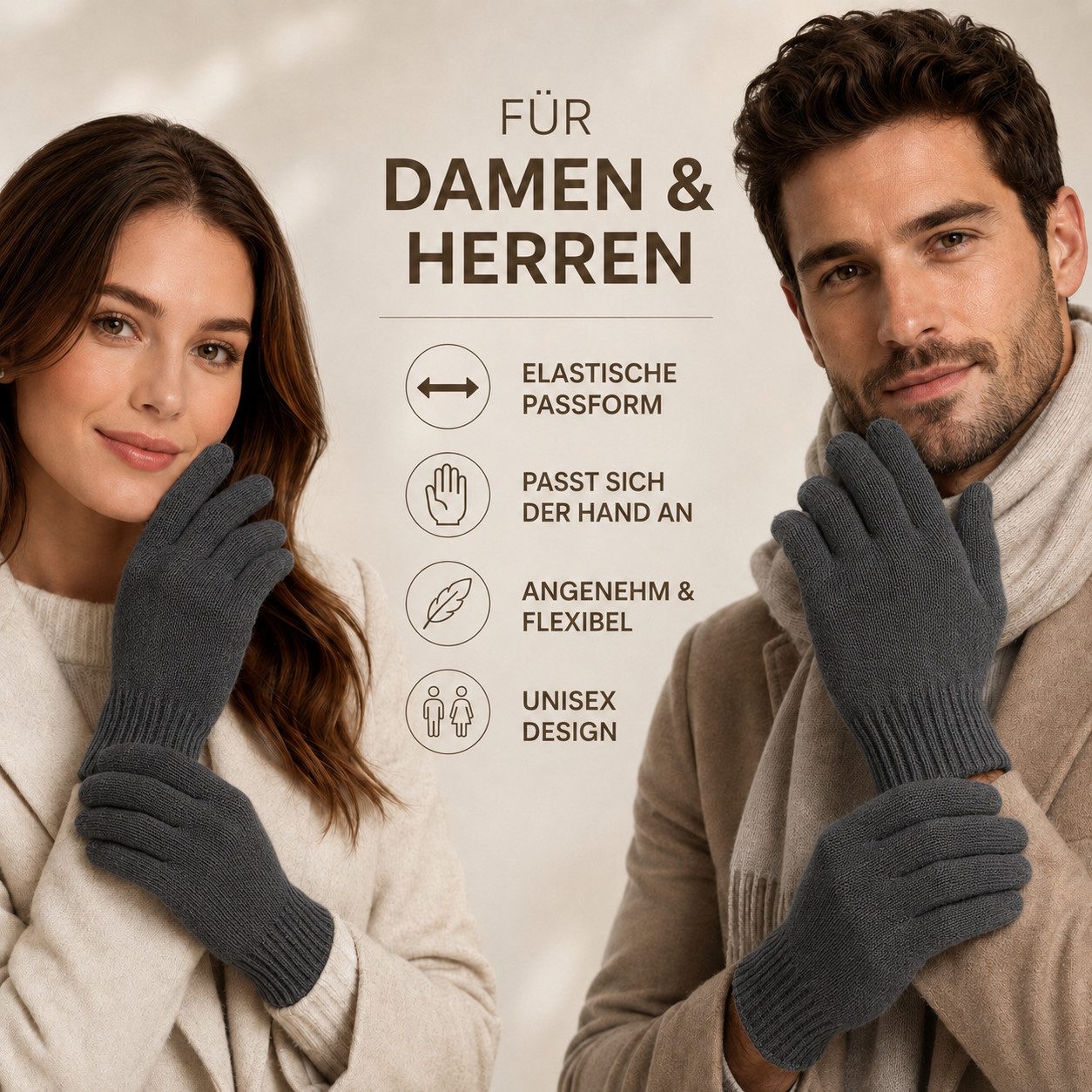 herémood Strickhandschuhe Handschuhe Winter für Damen Herren, Winterhandschuhe, Sport & Fahrrad vollständig bedeckte Finger, Testsiegel SEHR GUT (Note 1,1) – Bild 4 von 5