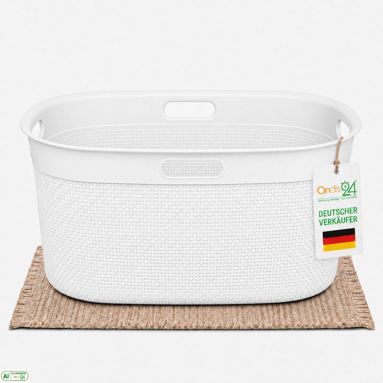 ONDIS24 Wäschekorb Tragekorb Filo 45 L, hochwertiger, geruchsneutraler Kunststoff, 45 L, belüftet und nestbar