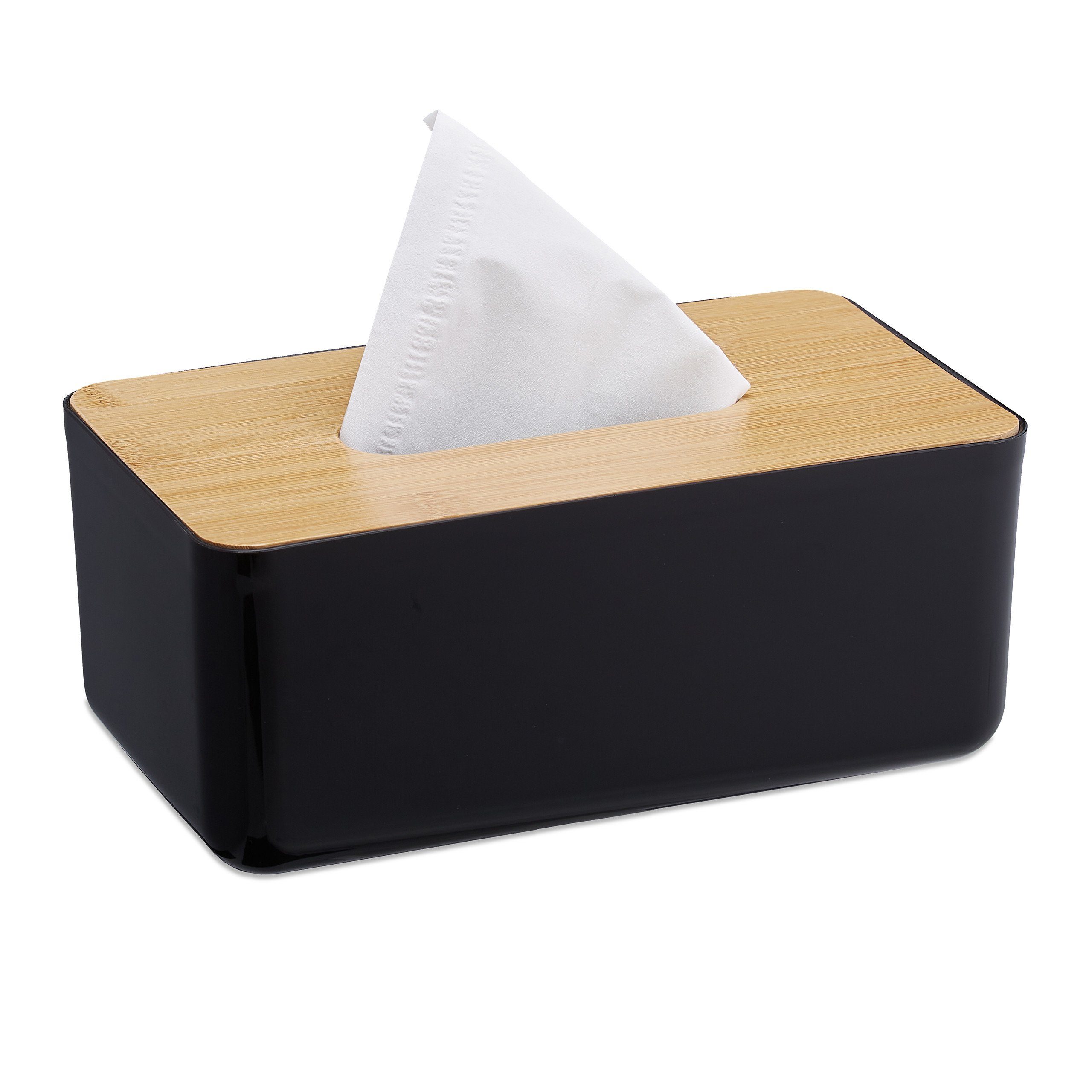 relaxdays Badorganizer Taschentuchbox Bambusdeckel (1 St)