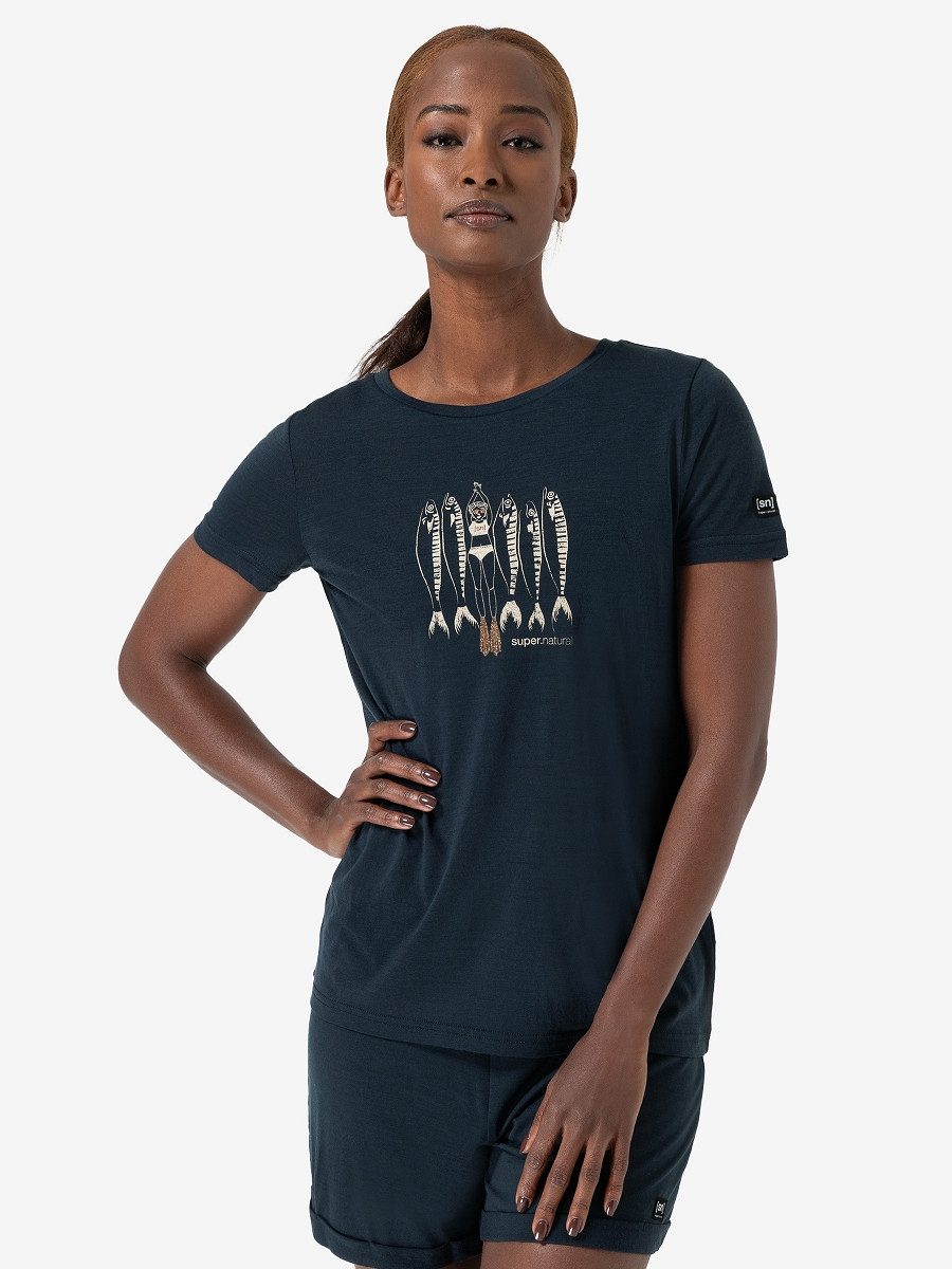 SUPER.NATURAL T-Shirt für Damen, Merino COPPER SARDINE modern, atmungsaktiv