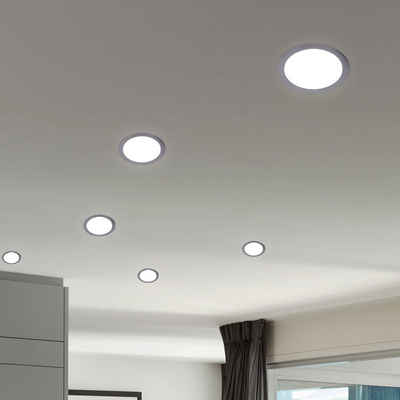 etc-shop LED Einbaustrahler, LED-Leuchtmittel fest verbaut, Warmweiß, 6er Set LED Einbau Leuchten Chrom Flur Strahler rund Wohn