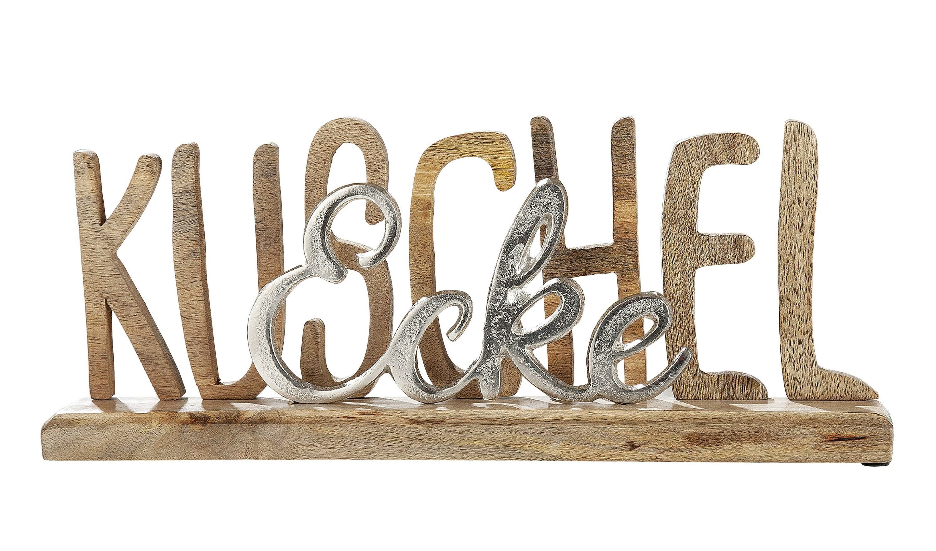 GMD Living Dekoobjekt KUSCHELECKE, Schriftzug "Kuschelecke" aus Aluminium und Mangoholz