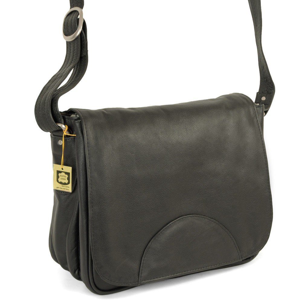 Hamosons Handtasche Damen-Handtasche Größe M, Retro-Look, Nappa-Leder Schwarz Hamosons 577 | Handtaschen
