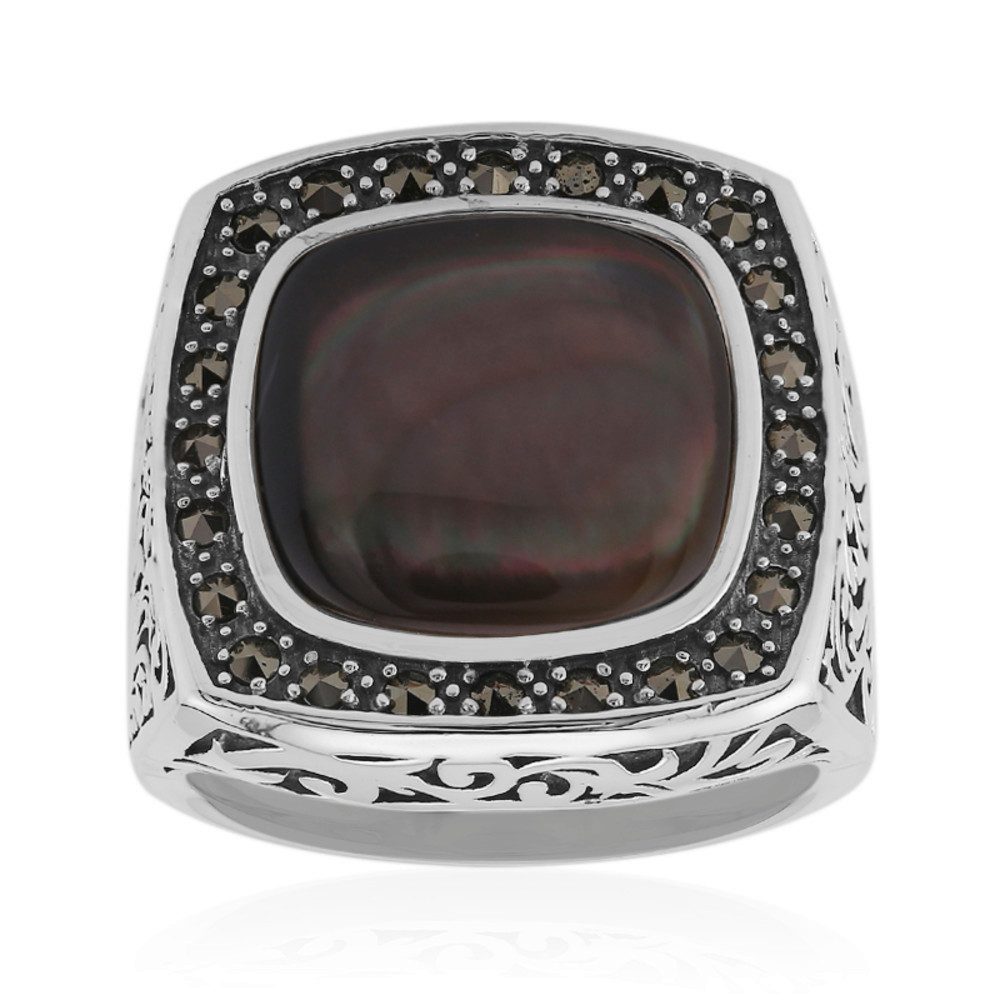Cavill Silberring eleganter Perlmutt-Silberring mit 0,34 ct Markasit, Sterlingsilber (1-tlg)