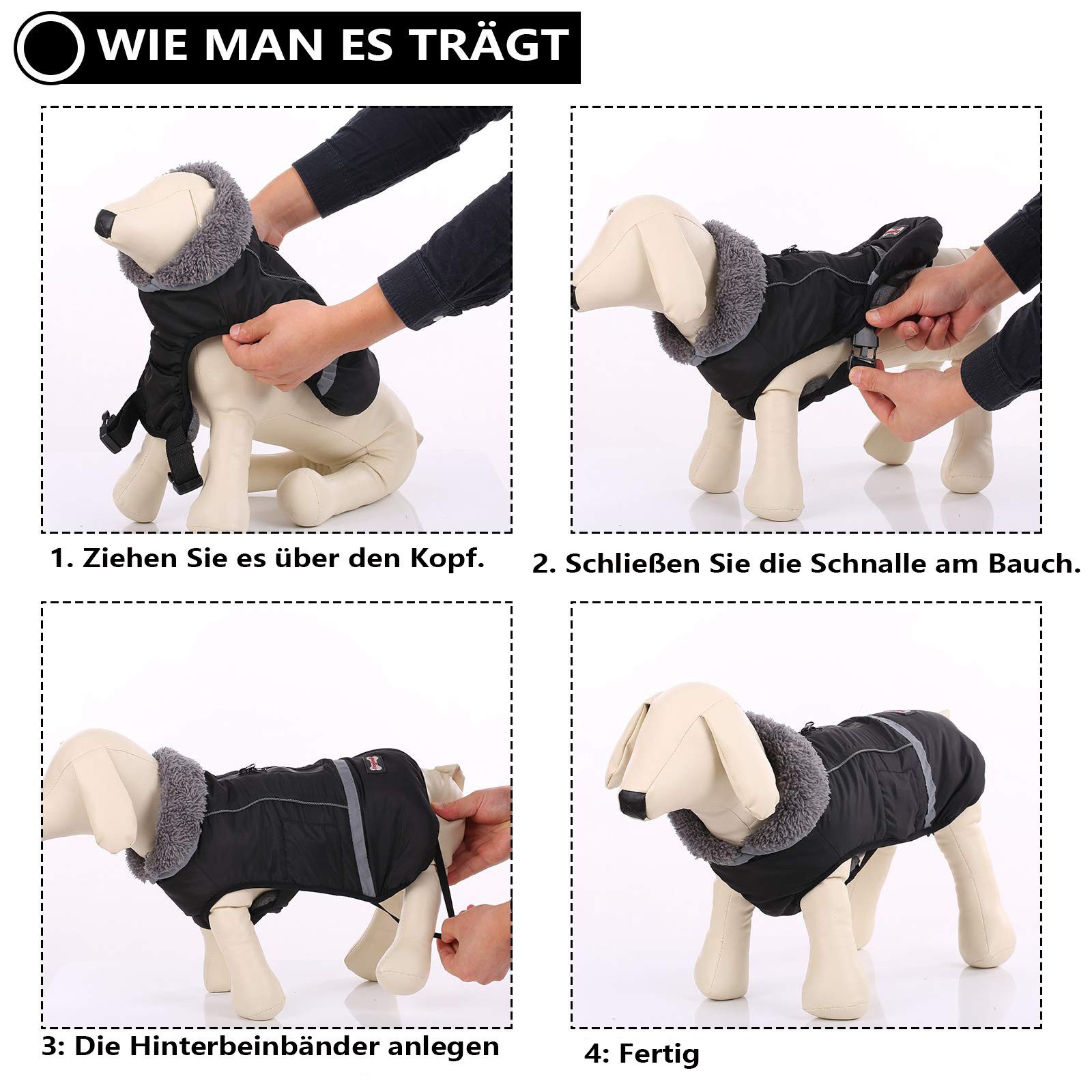 Ledander Hundejacke Hundemantel, warme Hundejacke, Wintermantel,warme reflektierende Jacke, Wasserdichter Fleece-Hundeschneeanzug für kleine bis große Hunde