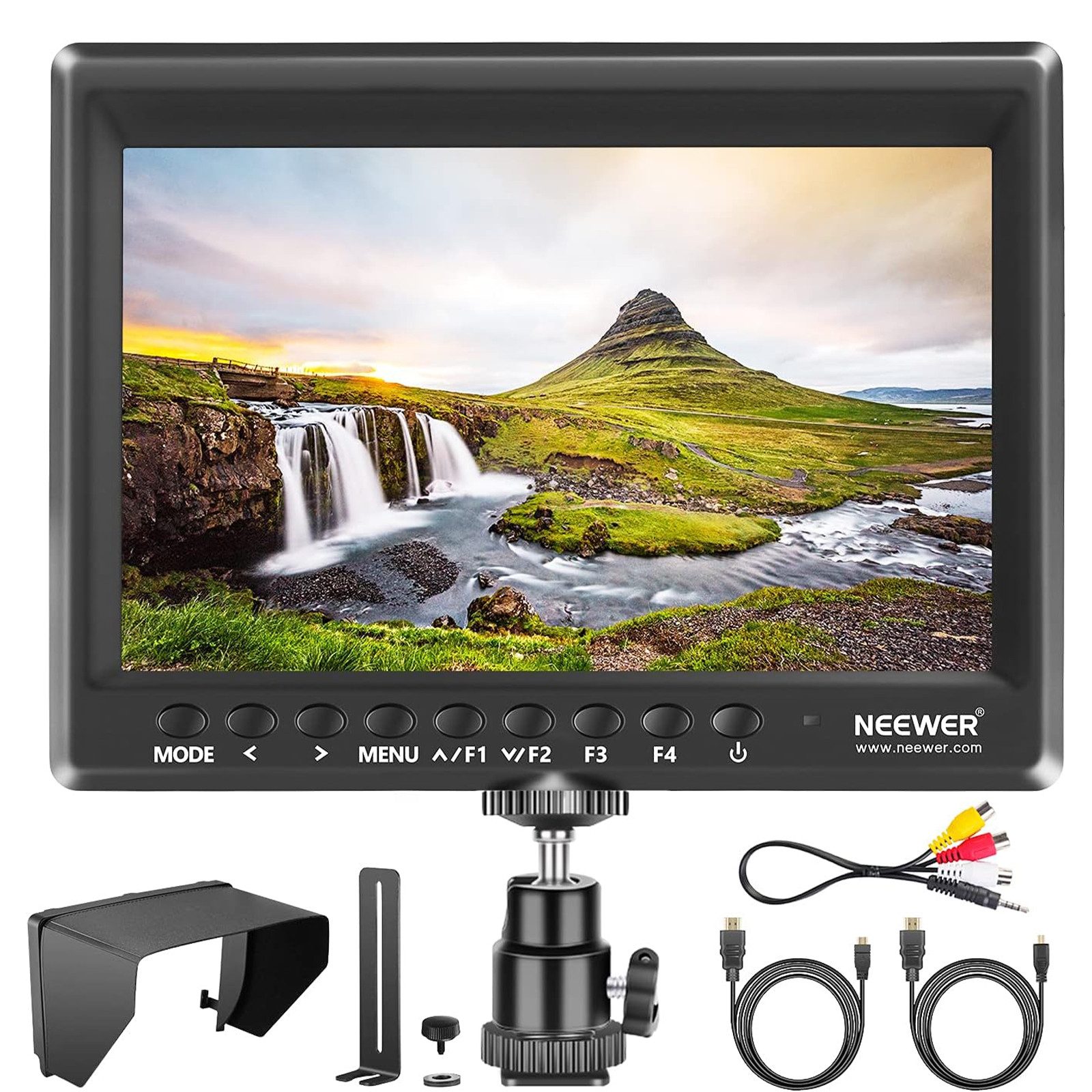 Neewer Kamerazubehör-Set F100 7" Feldmonitor 4K HDMI für DSLR & spiegellose Kameras, (Packung), Energie Efizienz Label (A bis G):D