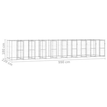 vidaXL Hundezwinger Outdoor-Hundezwinger Verzinkter Stahl 21,78 m²