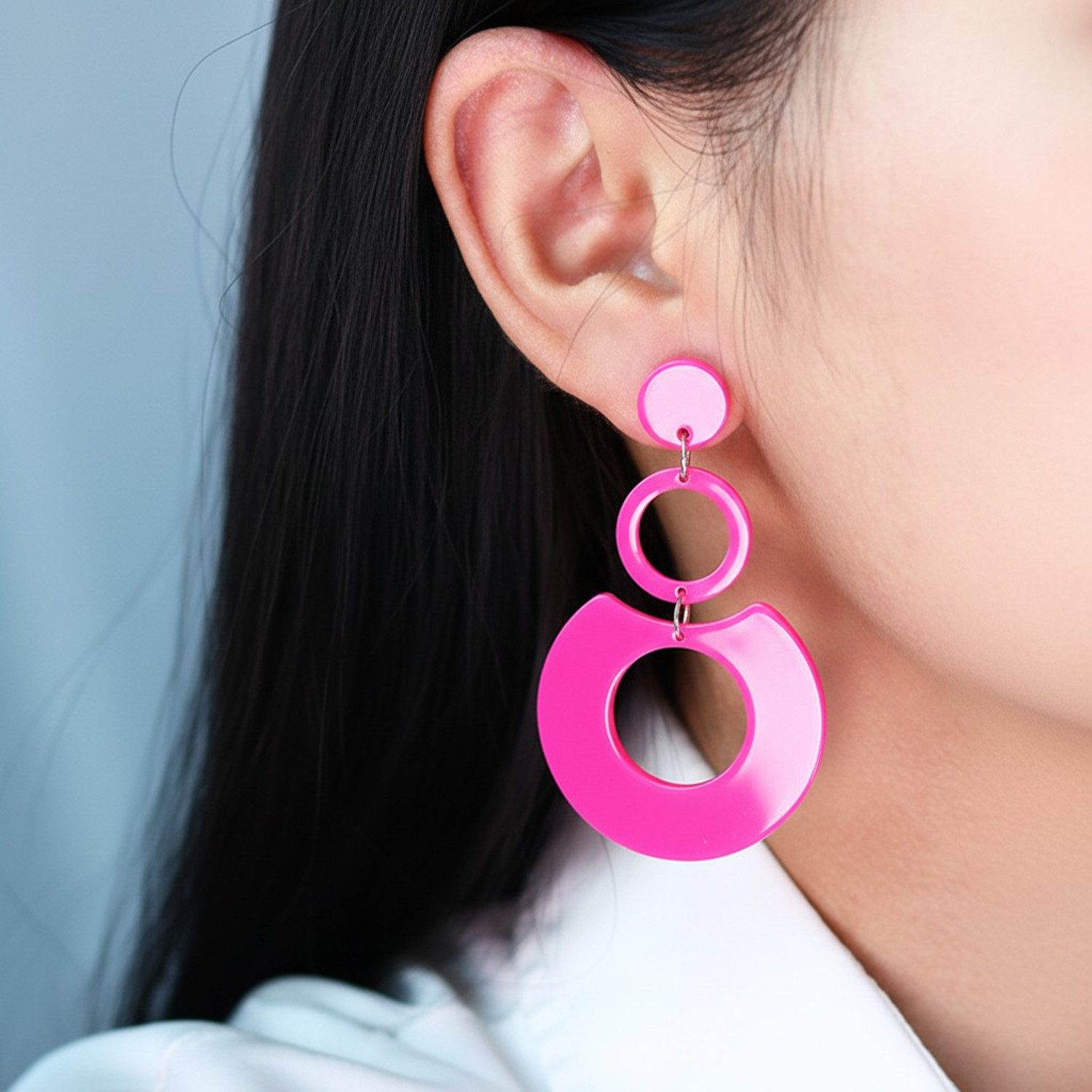 KARMA Paar Ohrhänger Damen Ohrringe bunt 6 cm vers. Farben (Statement-Ohrschmuck, 2-tlg., Sommer Accessoire), modern Damenohrringe Kreis groß