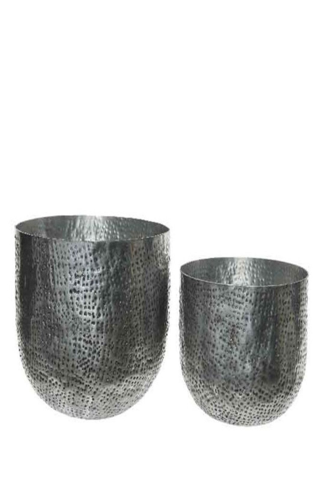 Übertopf Pflanztopf Blumentopf Vase Aluminium Silber H 19 + 15 cm 2er Set