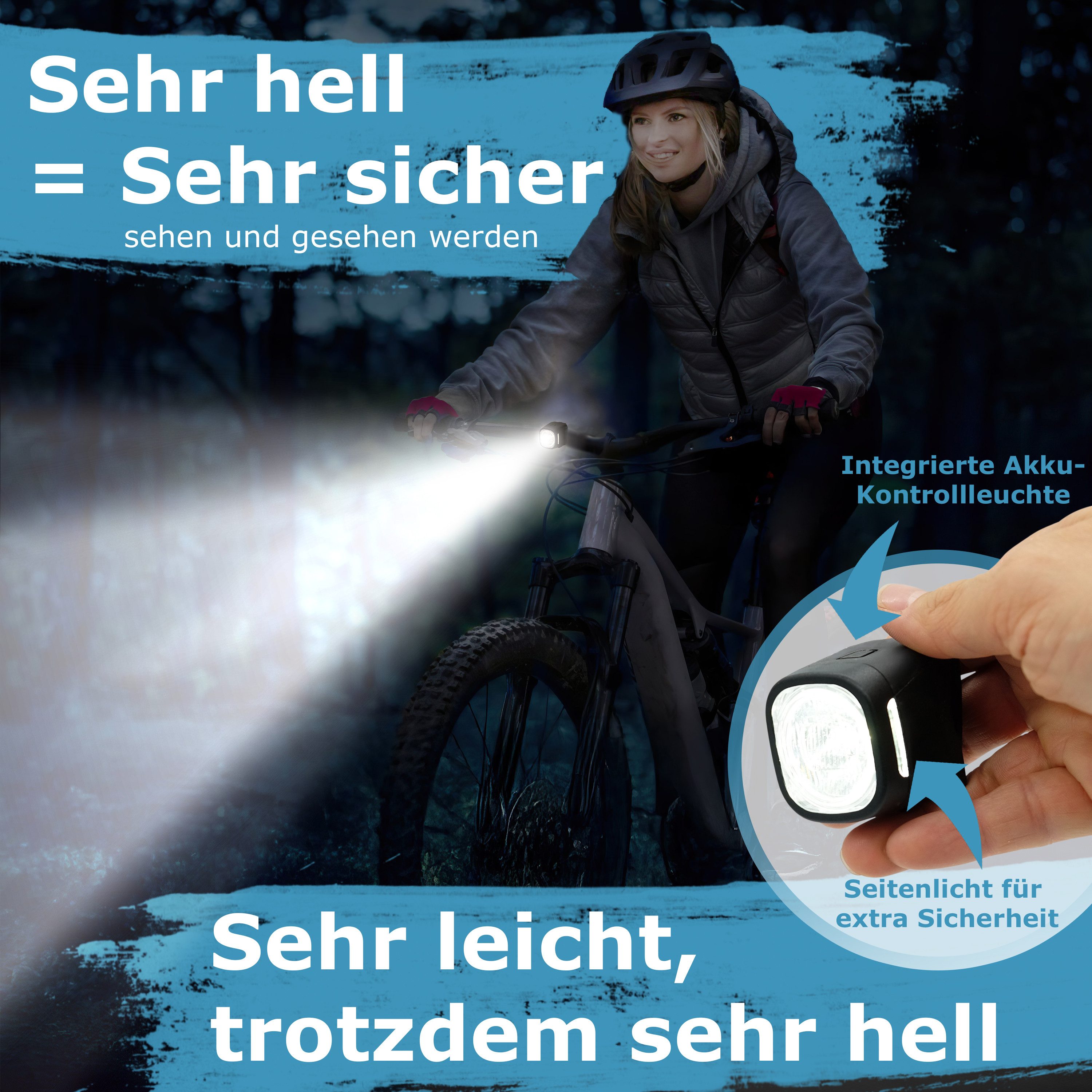 Widder Fahrradbeleuchtung Vorne & Hinten Fahrradlicht Set [StVZO, Sehr Hell 90 Lum LED, USB-C], Kompakt & Leicht • Extra-Hell • Fahrrad, Scooter, Kinderfahrrad