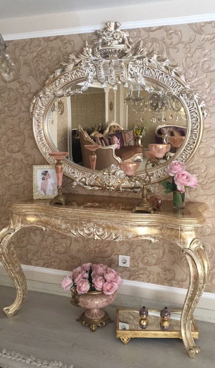 Casa Padrino Barockspiegel Luxus Antik Wohnzimmer Gold Möbel Prunkvoller - Garderoben Spiegel Antik - Spiegel Barock - Barock - Wandspiegel Barockstil handgefertigter Stil im Spiegel