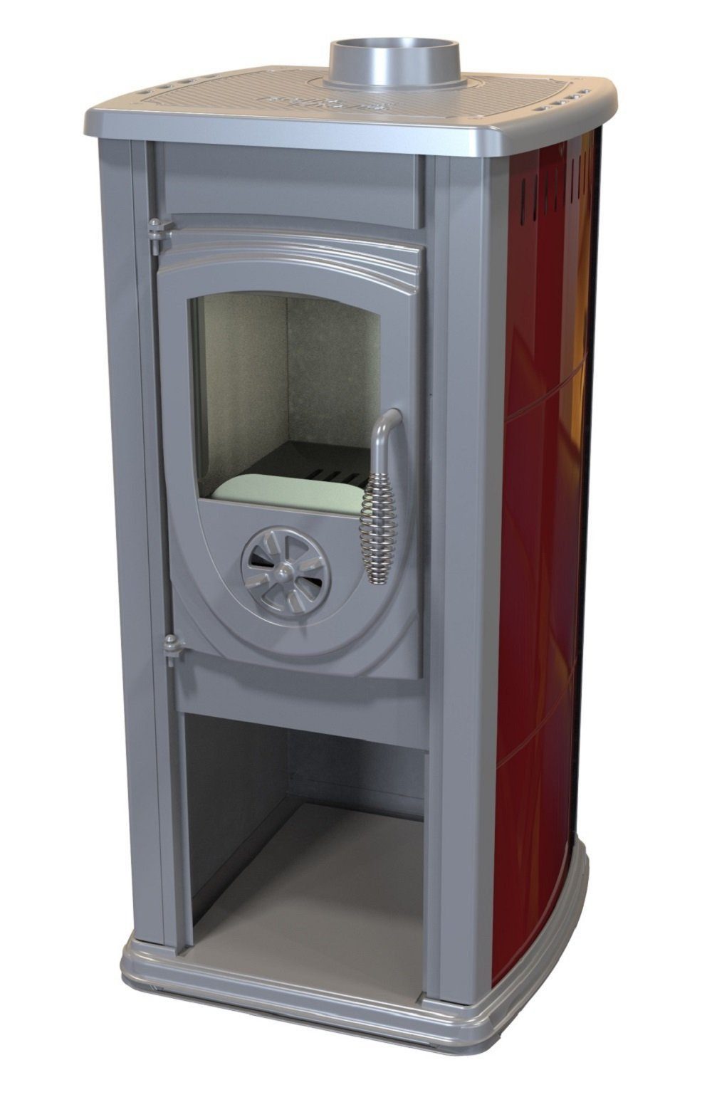 TRGO Kaminofen Okta mit Herdplatte, rot, 3,90 kW