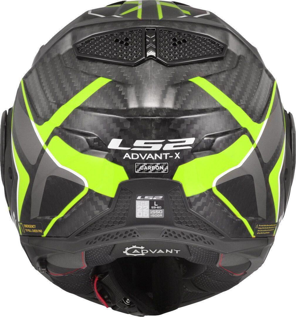 LS2 Motorradhelm FF901 Advant X Carbon Future II Klapphelm, vorbereitet für Kommunikationssystem,Notfallsystem-Polsterung (EQ