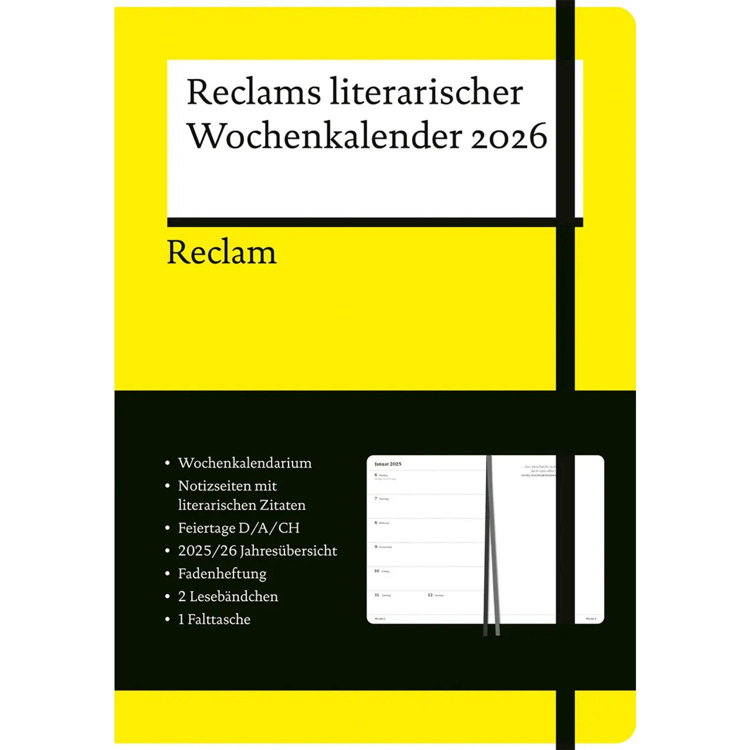 Reclam Verlag Terminkalender Reclams literarischer Wochenkalender 2026