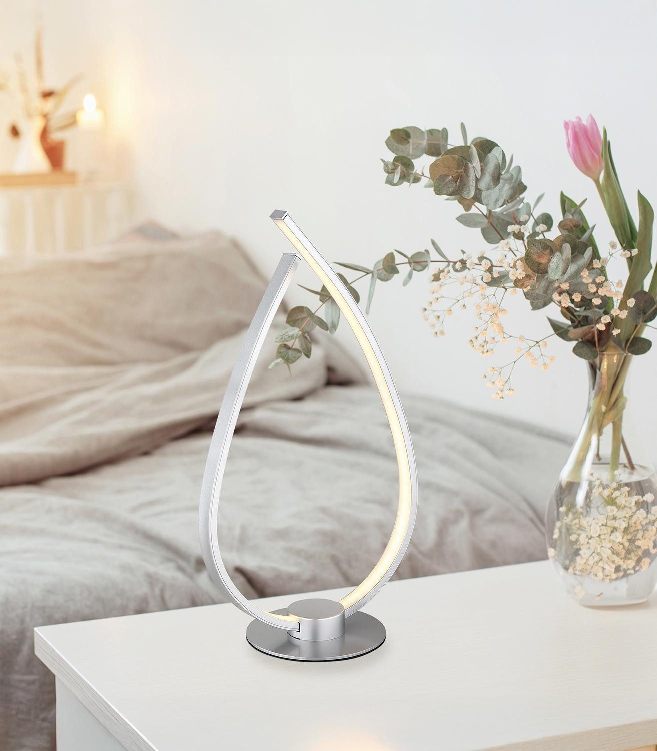 GLOBO LIGHTING LED Tischleuchte TRINA, Silbergrau, Metall, mit Schnurschalt günstig online kaufen