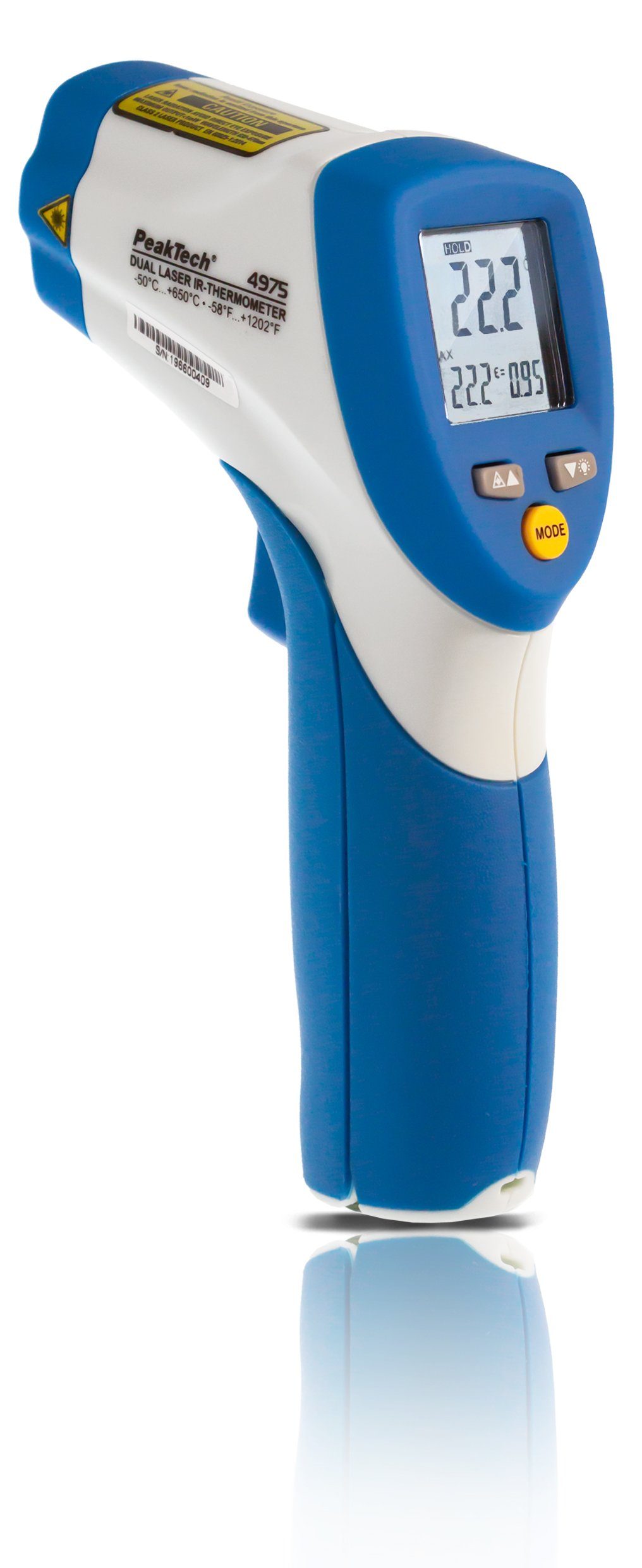 PeakTech Thermodetektor PeakTech 4975: IR-Thermometer ~ -50 ... +650°C ~ 12 : 1 ~ Dual-Laser, 1-tlg.